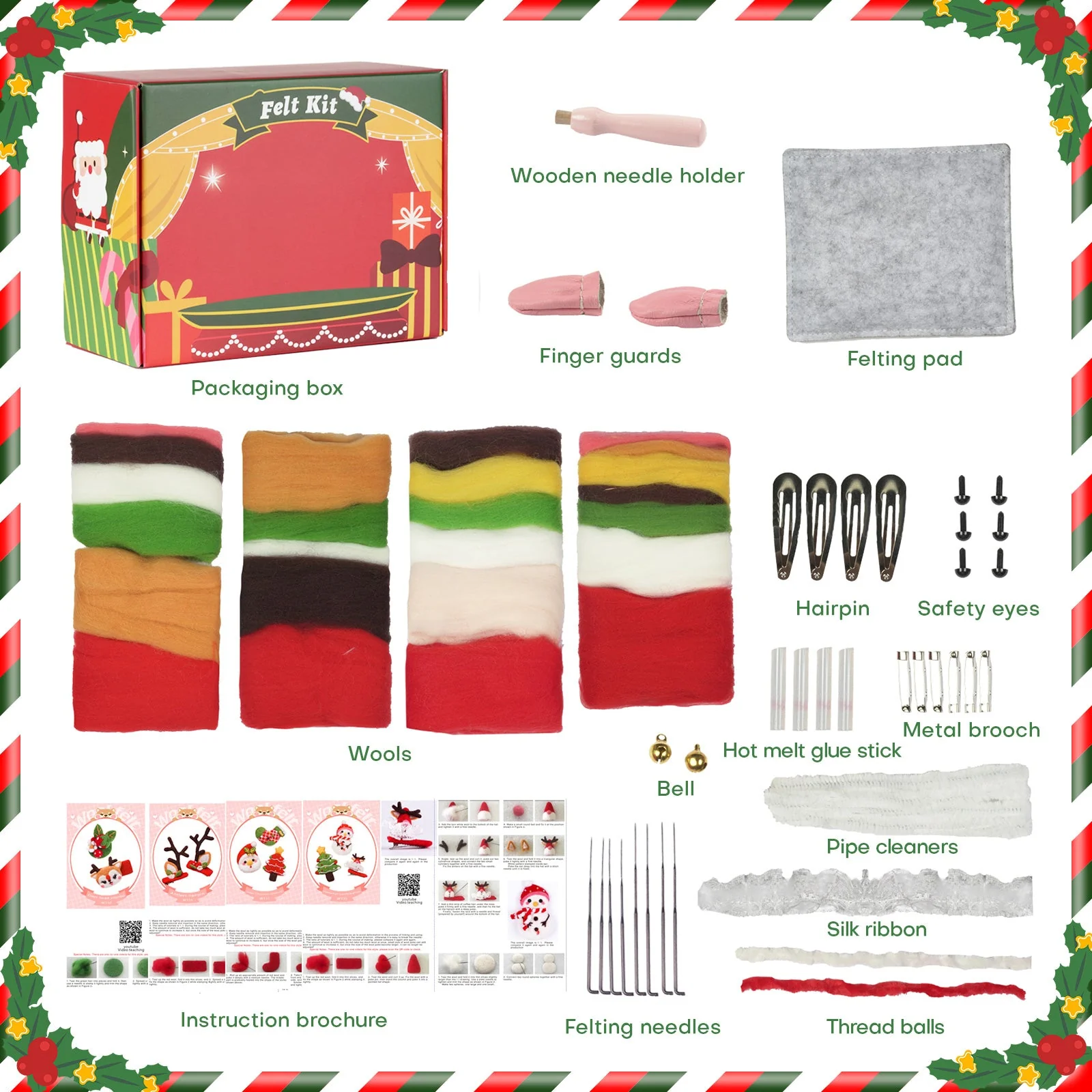 Christmas Needle Felting Kit. Wizardi DIY Wool Craft Kit F07N8-Z-13 - Image 10