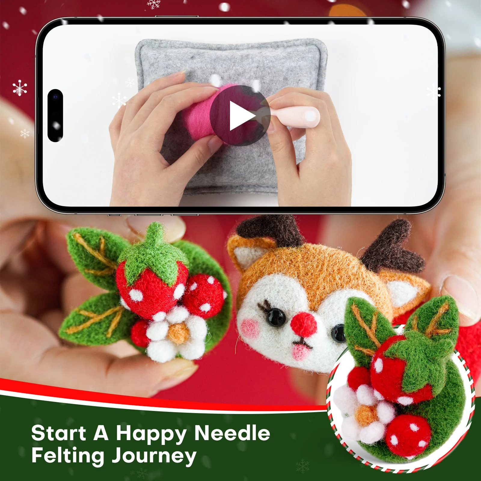 Christmas Needle Felting Kit. Wizardi DIY Wool Craft Kit F07N8-Z-13 - Image 2