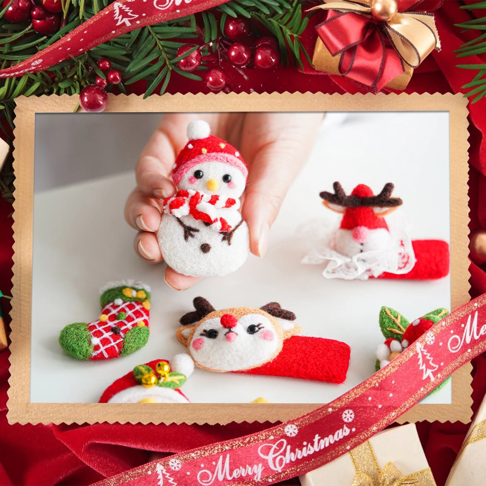 Christmas Needle Felting Kit. Wizardi DIY Wool Craft Kit F07N8-Z-13 - Image 3
