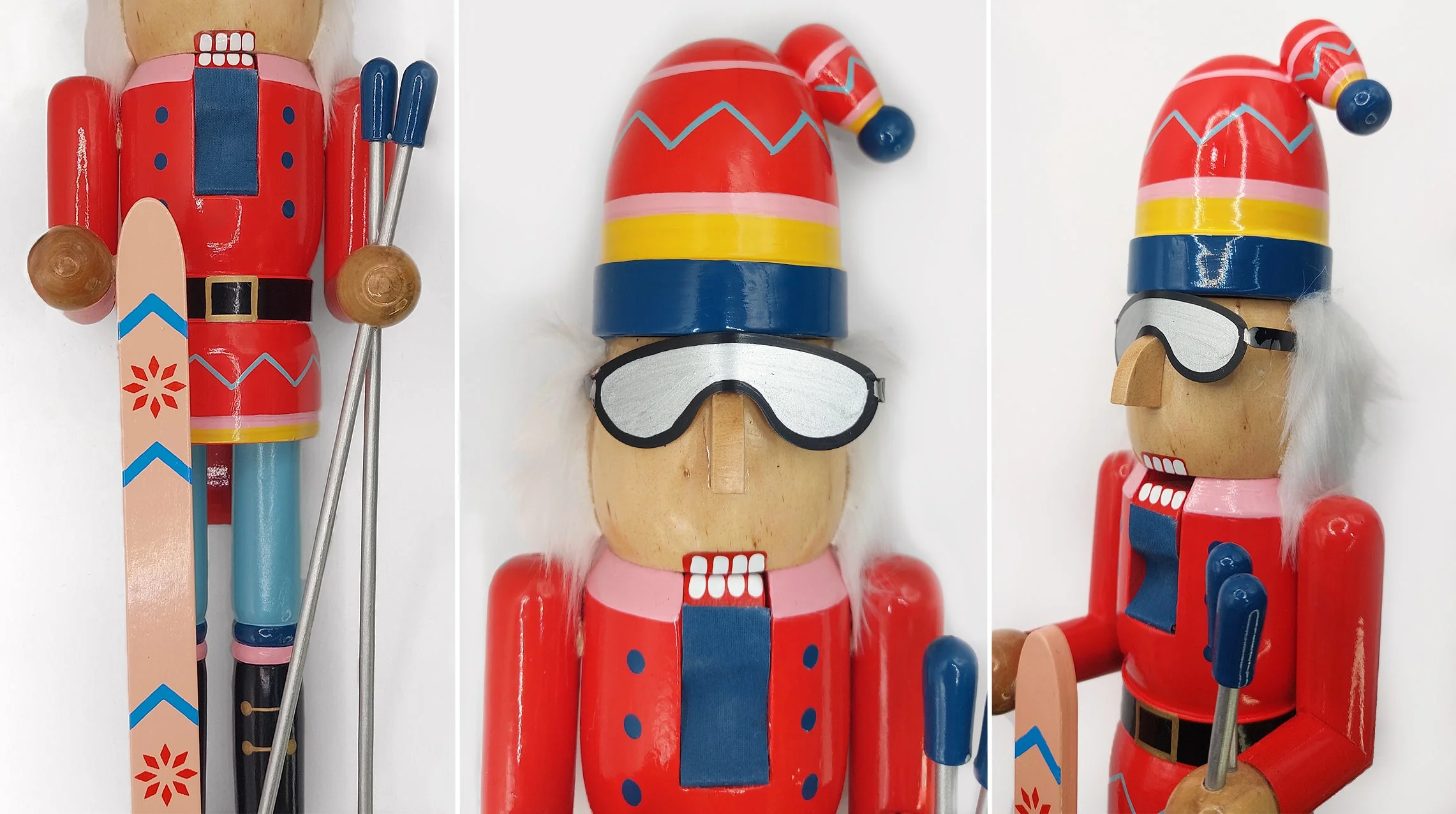Christmas Nutcracker the Skier. Wizardi Classic Wooden Festive Decoration F07M14-42-N01826A - Image 2