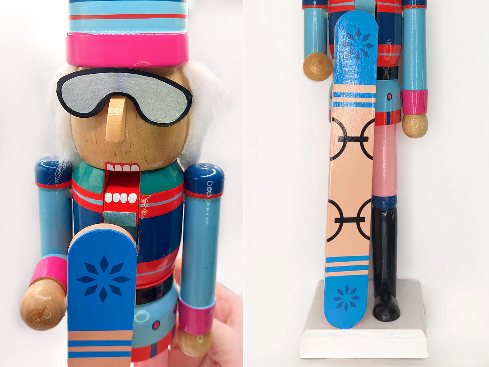 Christmas Nutcracker the Snowboarder. Wizardi Classic Wooden Festive Decoration F07M14-42-N01826B - Image 2