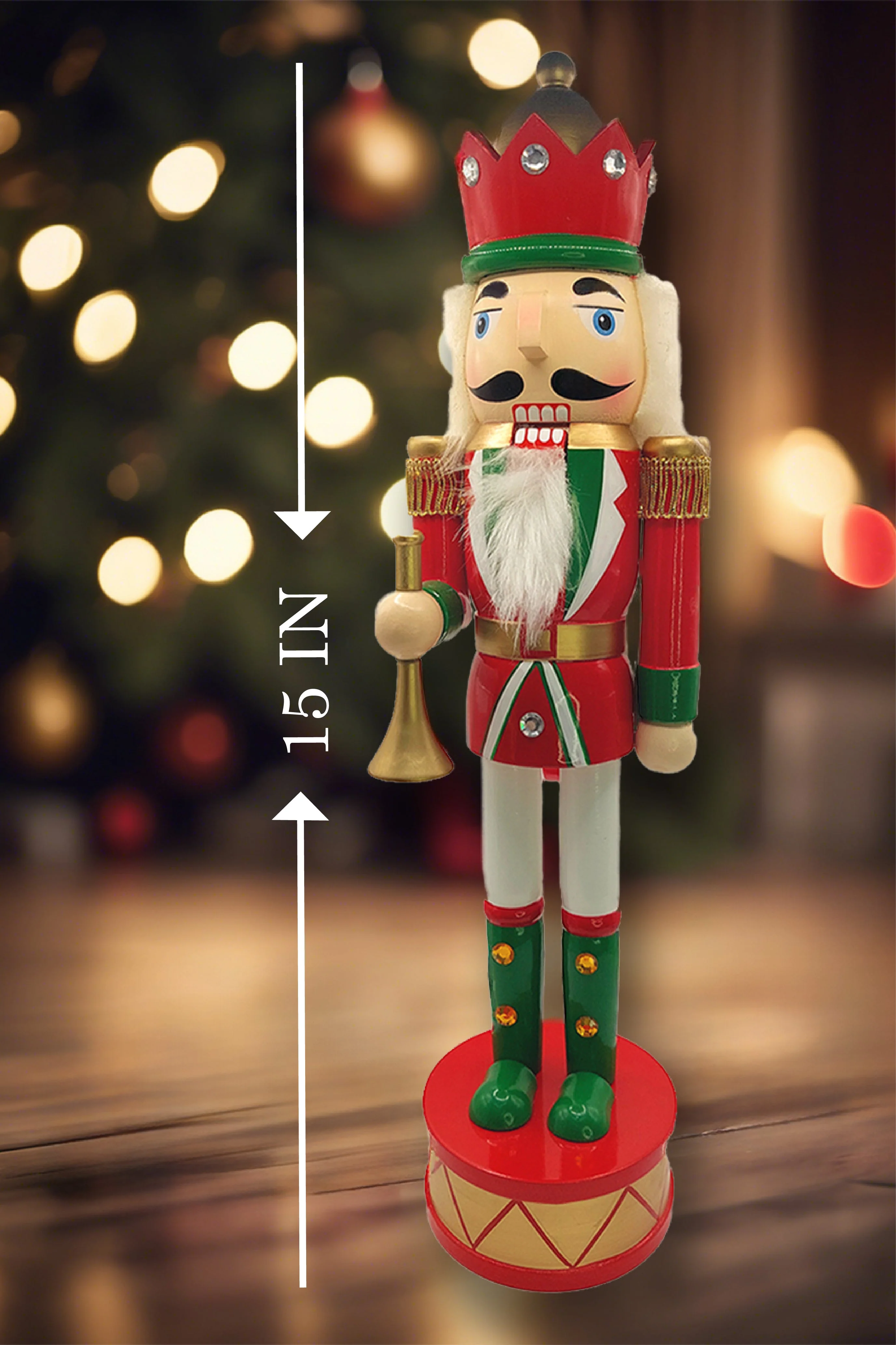 Christmas Nutcracker the Trumpeter. Wizardi Classic Wooden Festive Decoration F07M14-32-N01819D - Image 3