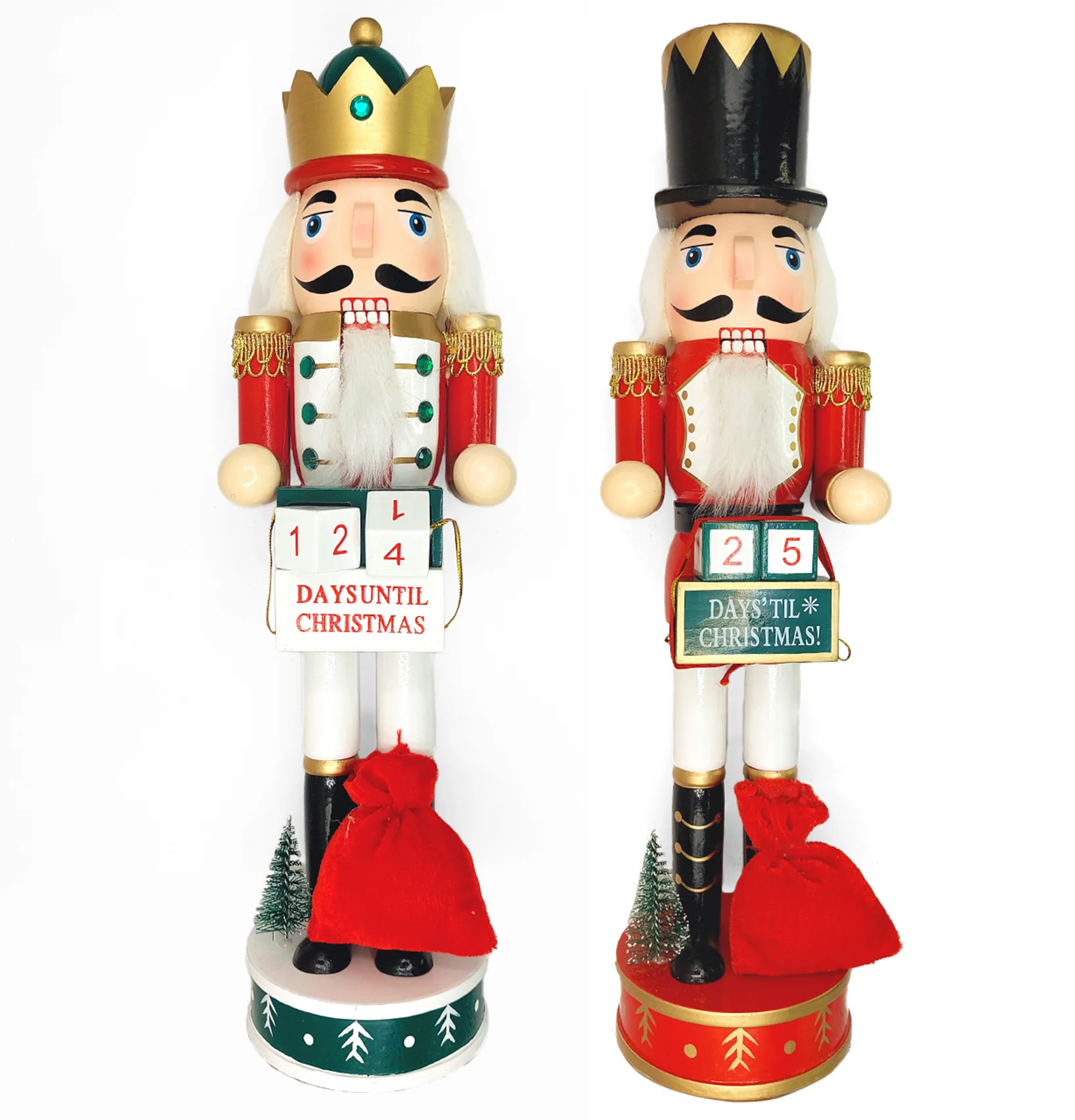 Christmas Nutcracker with a Crown. Wizardi Classic Wooden Festive Decoration F07M14-44-N01830A - Image 2