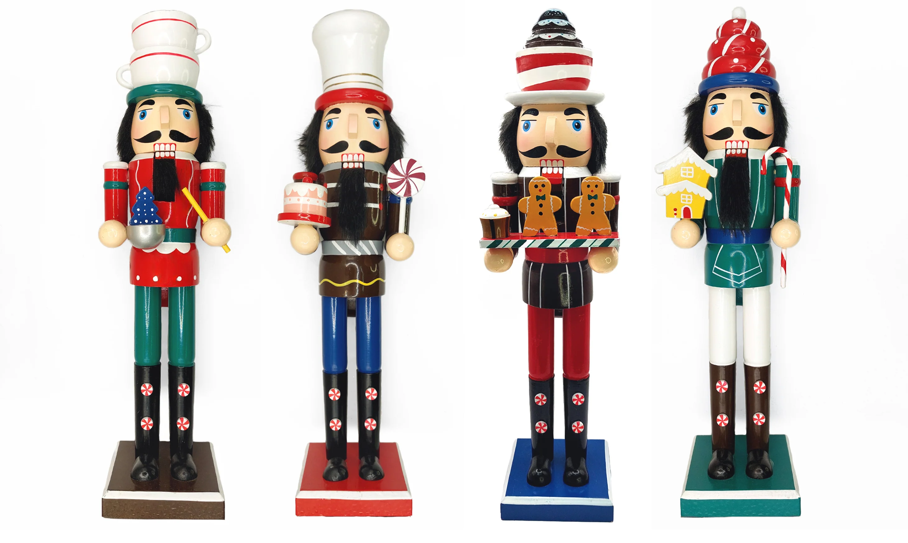 Christmas Nutcracker with Cake. Wizardi Classic Wooden Festive Decoration F07M14-41-N01058B - Image 2