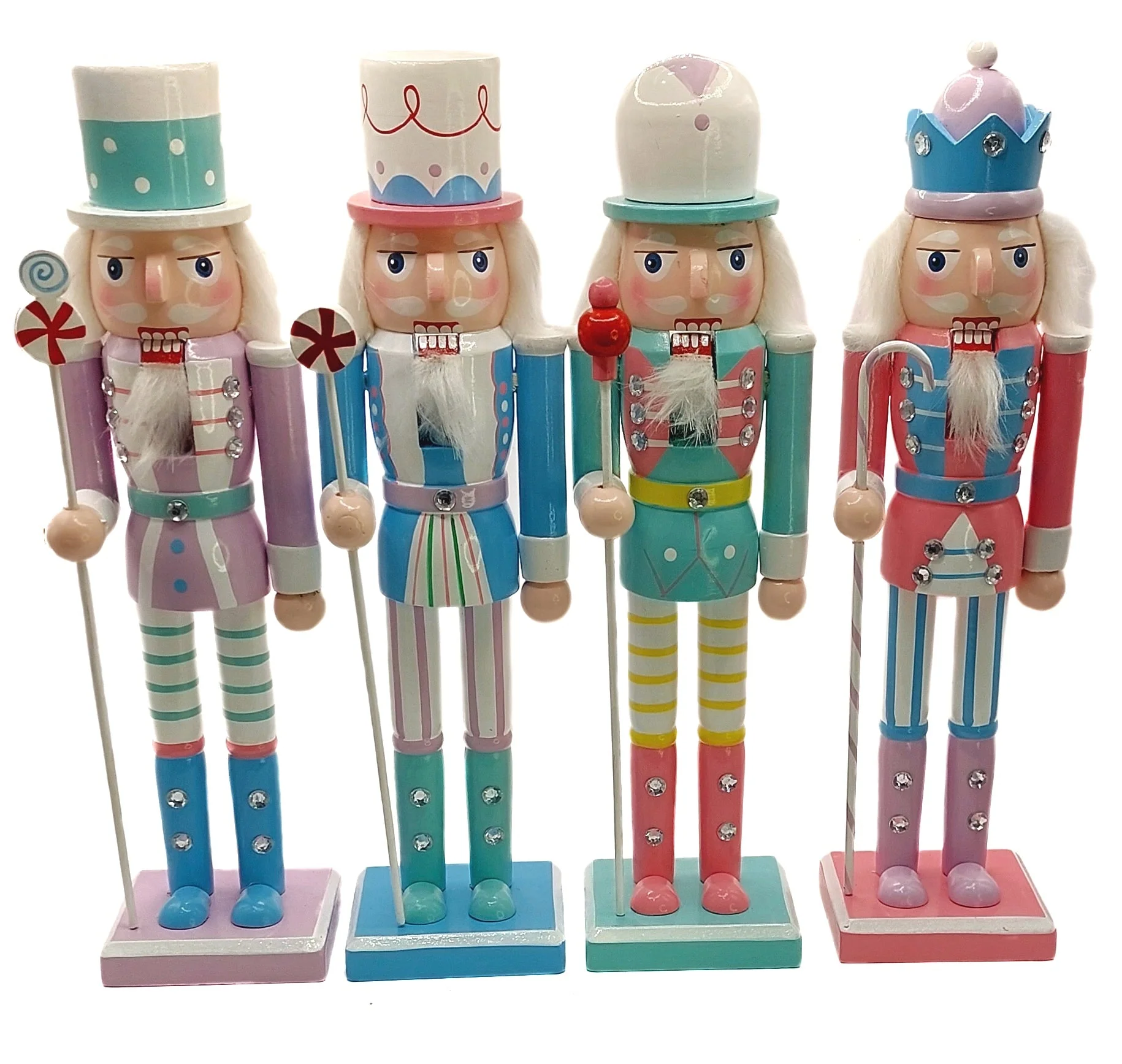 Christmas Nutcracker. Wizardi Classic Wooden Festive Decoration F07M14-30-N01703 pink stand - Image 2