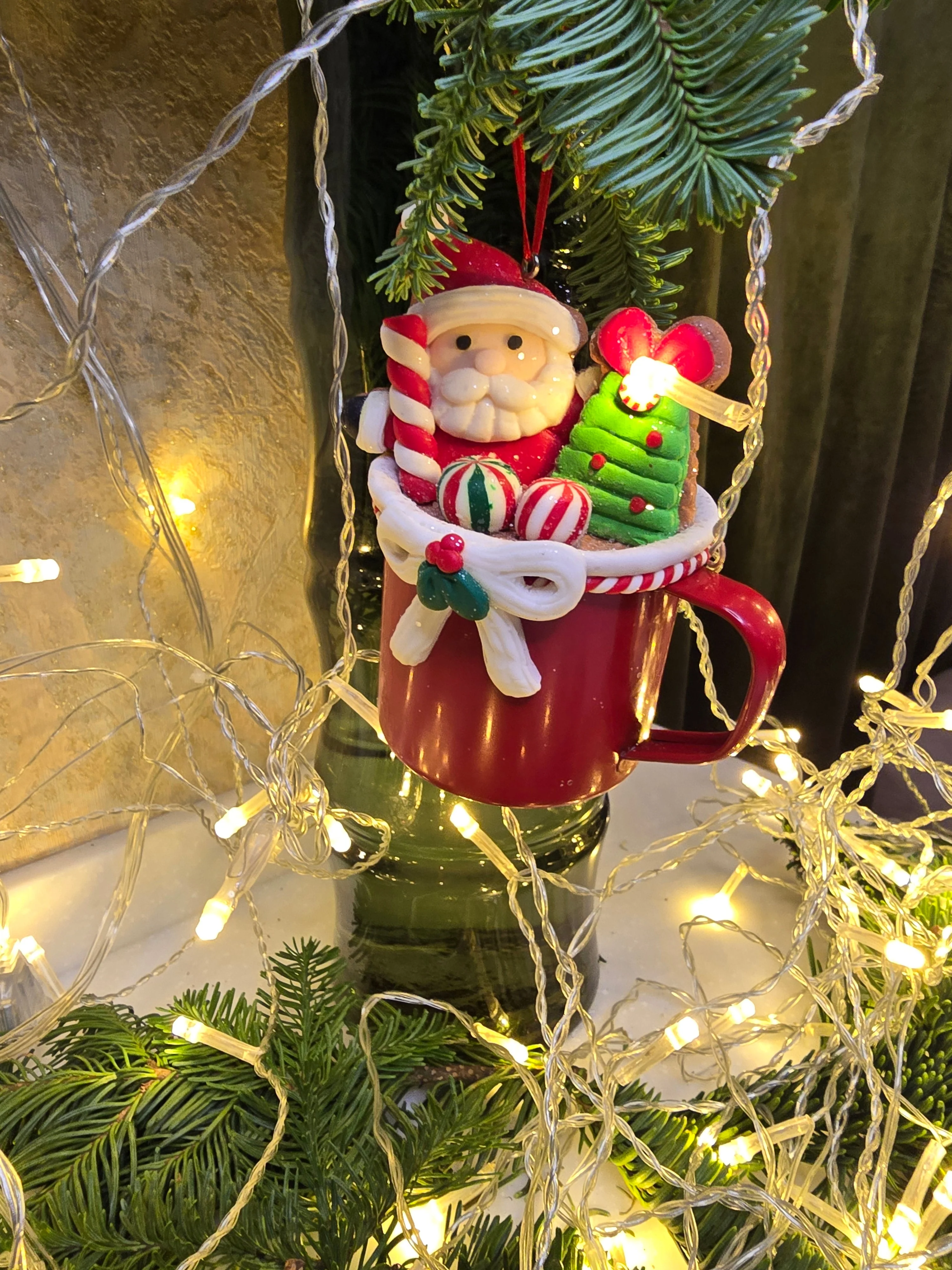 Christmas Ornament - Cup with Gingerbread Man. Wizardi Festive Decoration F07-N2-19-DAA101A - Image 2