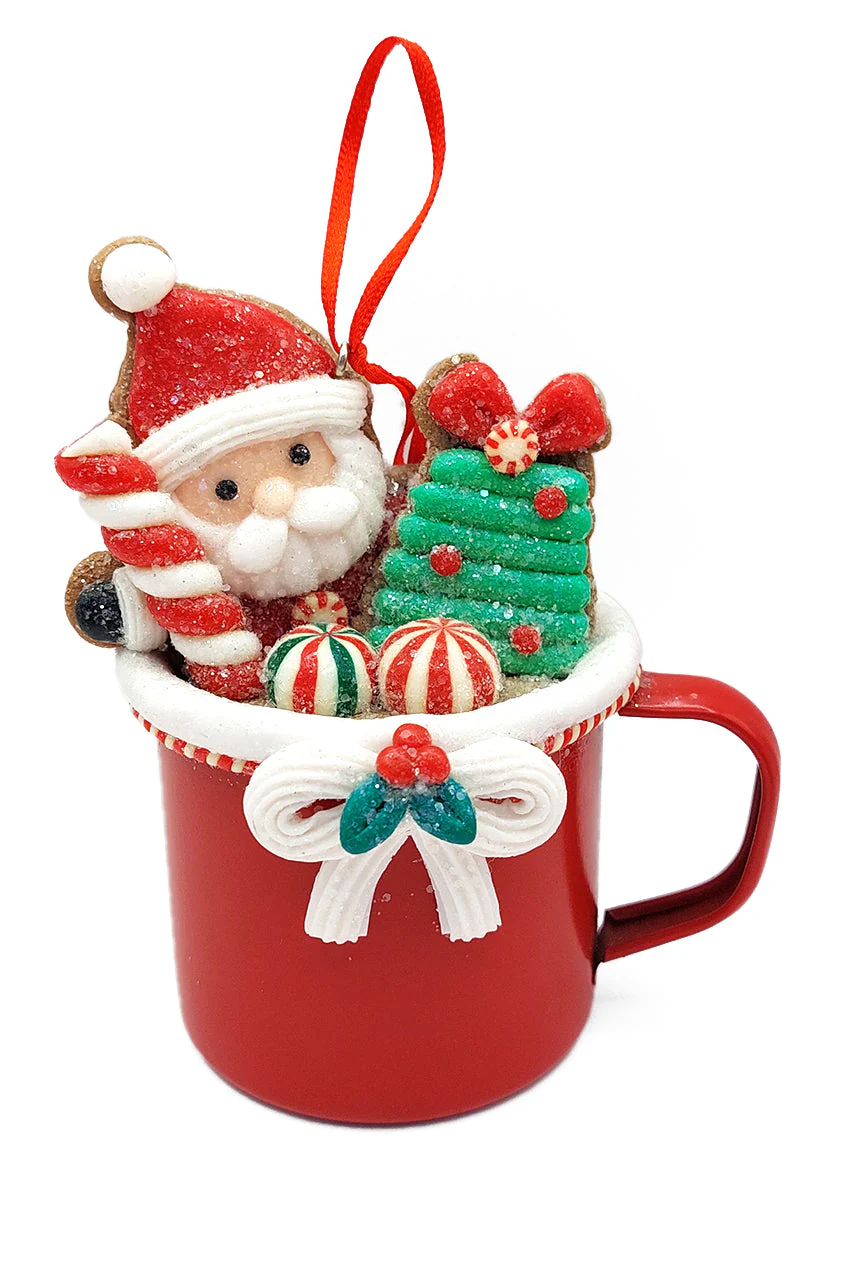 Christmas Ornament - Cup with Gingerbread Man. Wizardi Festive Decoration F07-N2-19-DAA101A - Image 3