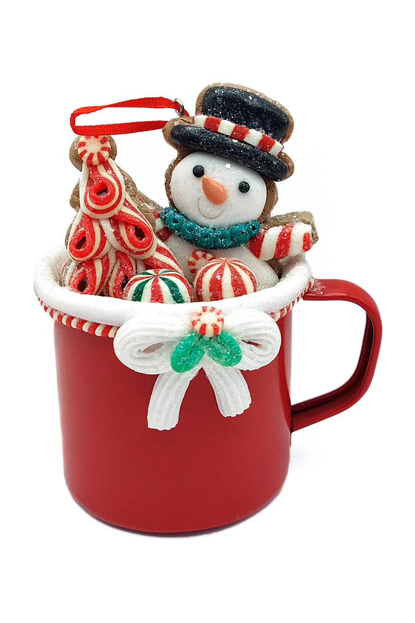 Christmas Ornament - Cup with Snowman. Wizardi Festive Decoration F07-N2-19-DAA101B - Image 2