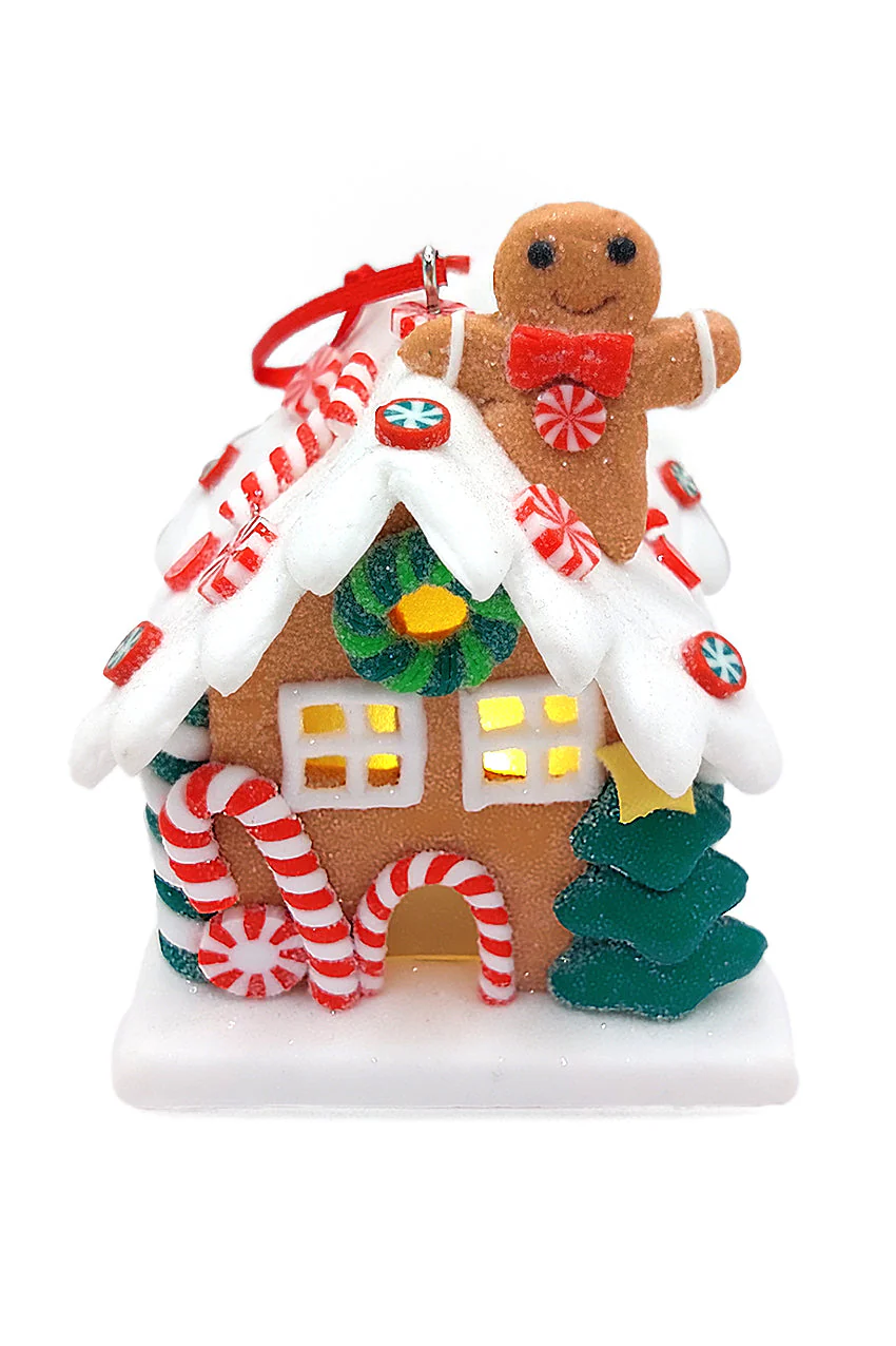 Christmas Ornament - Gingerbread Snow House with Gingerbread Man. Wizardi Festive Decoration F07-N2-18-EE403B - Image 4