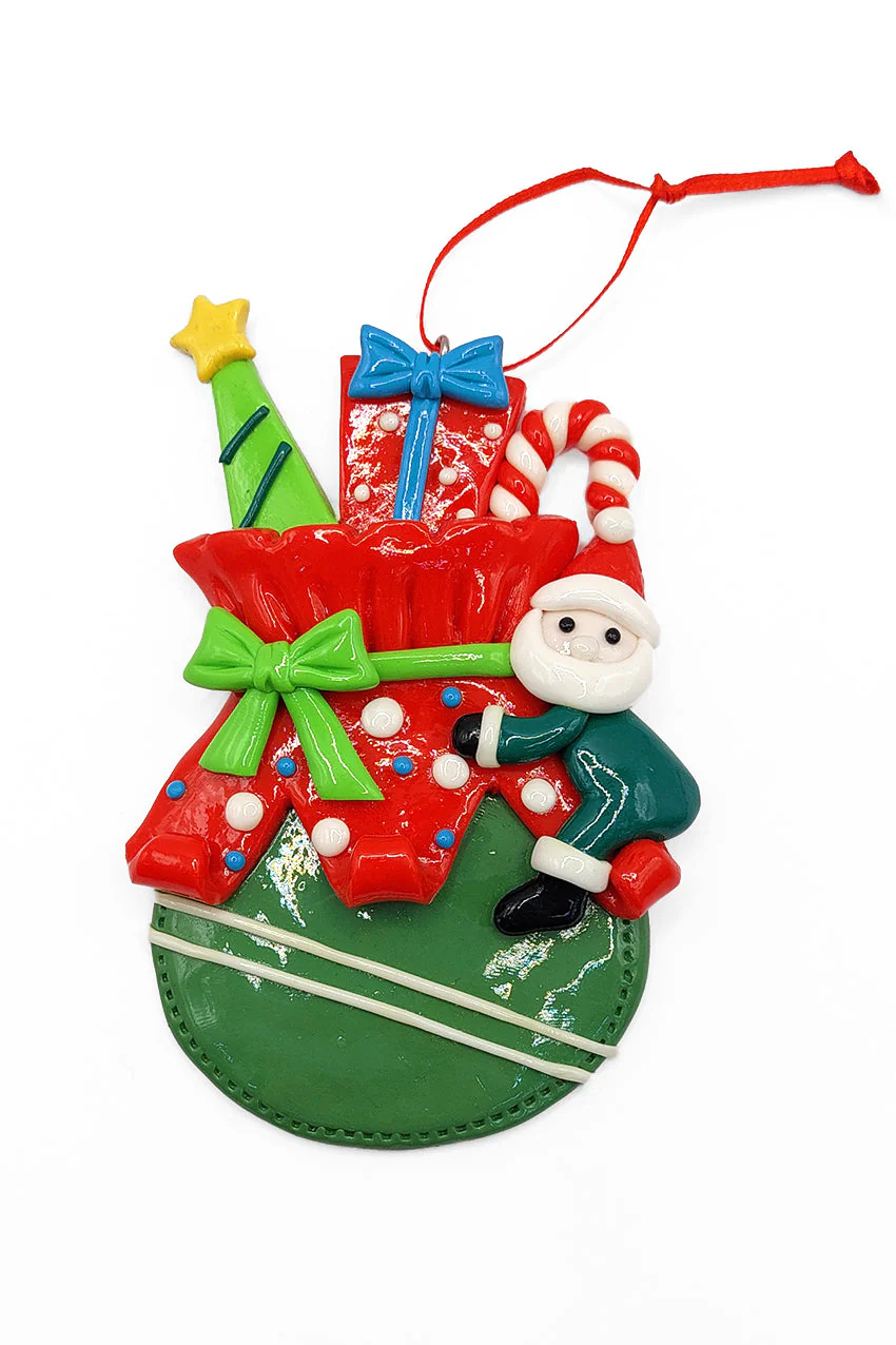 Christmas Ornament - Glossy Gingerbread Gift Bag with Santa. Wizardi Festive Decoration F07-N2-11-AA440C - Image 2