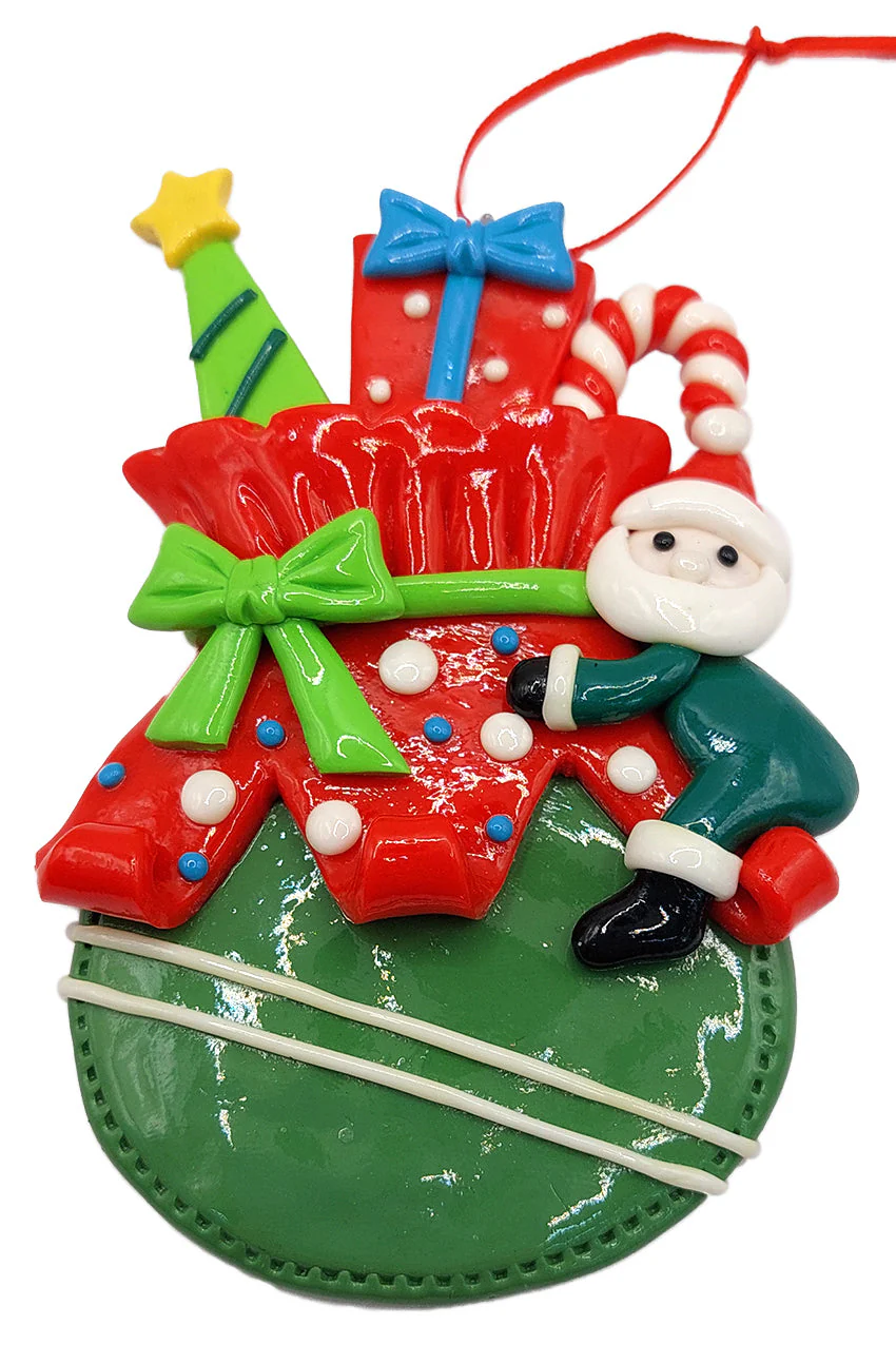 Christmas Ornament - Glossy Gingerbread Gift Bag with Santa. Wizardi Festive Decoration F07-N2-11-AA440C - Image 3