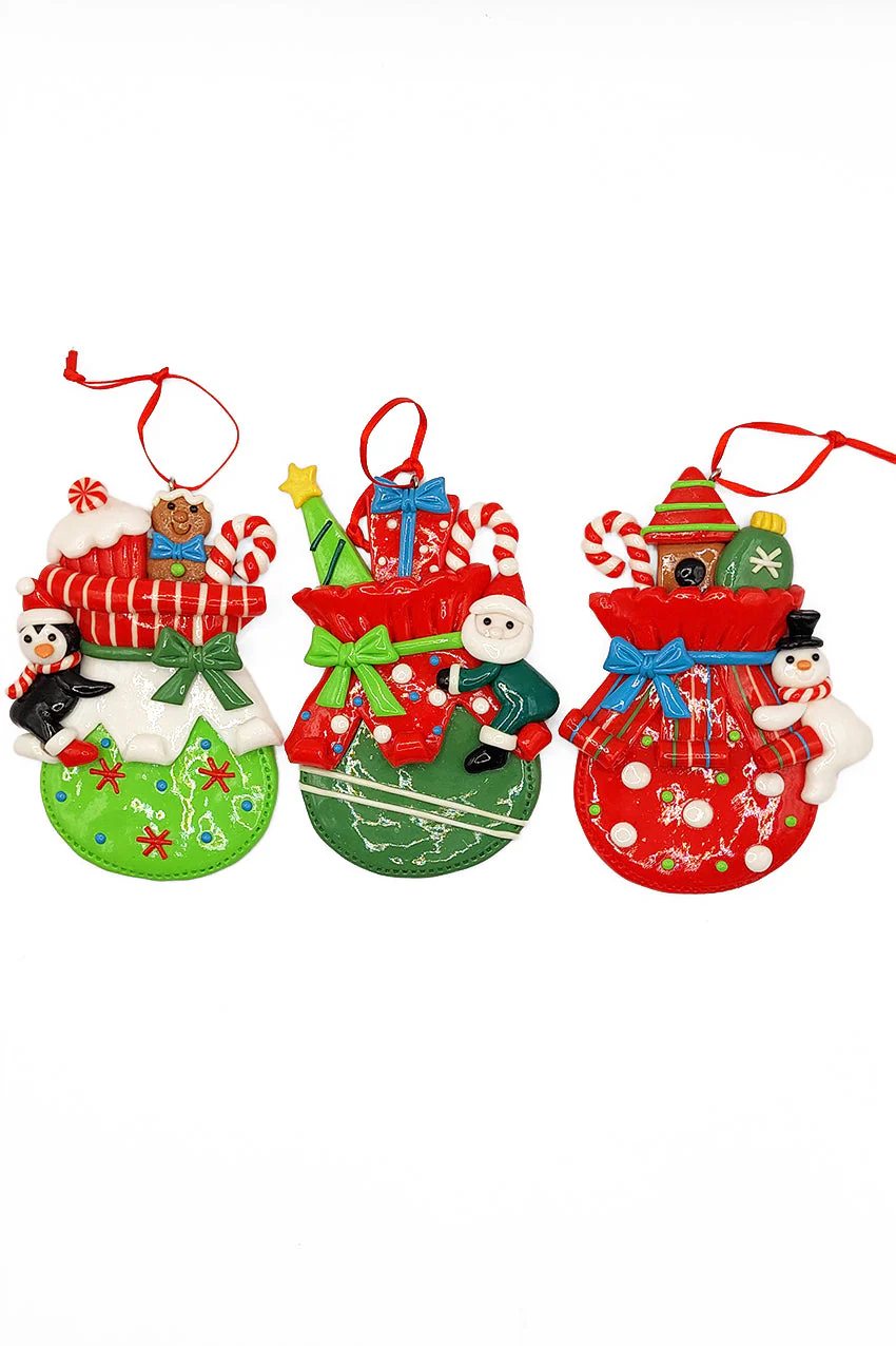 Christmas Ornament - Glossy Gingerbread Gift Bag with Santa. Wizardi Festive Decoration F07-N2-11-AA440C - Image 4