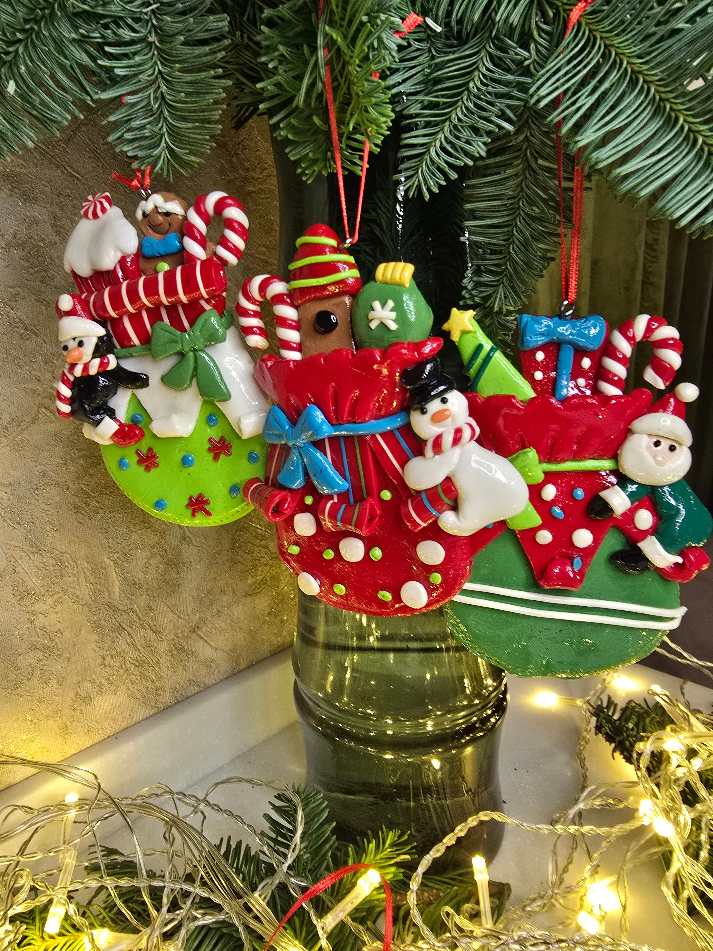 Christmas Ornament - Glossy Gingerbread Gift Bag with Snowman. Wizardi Festive Decoration F07-N2-11-AA440A - Image 6