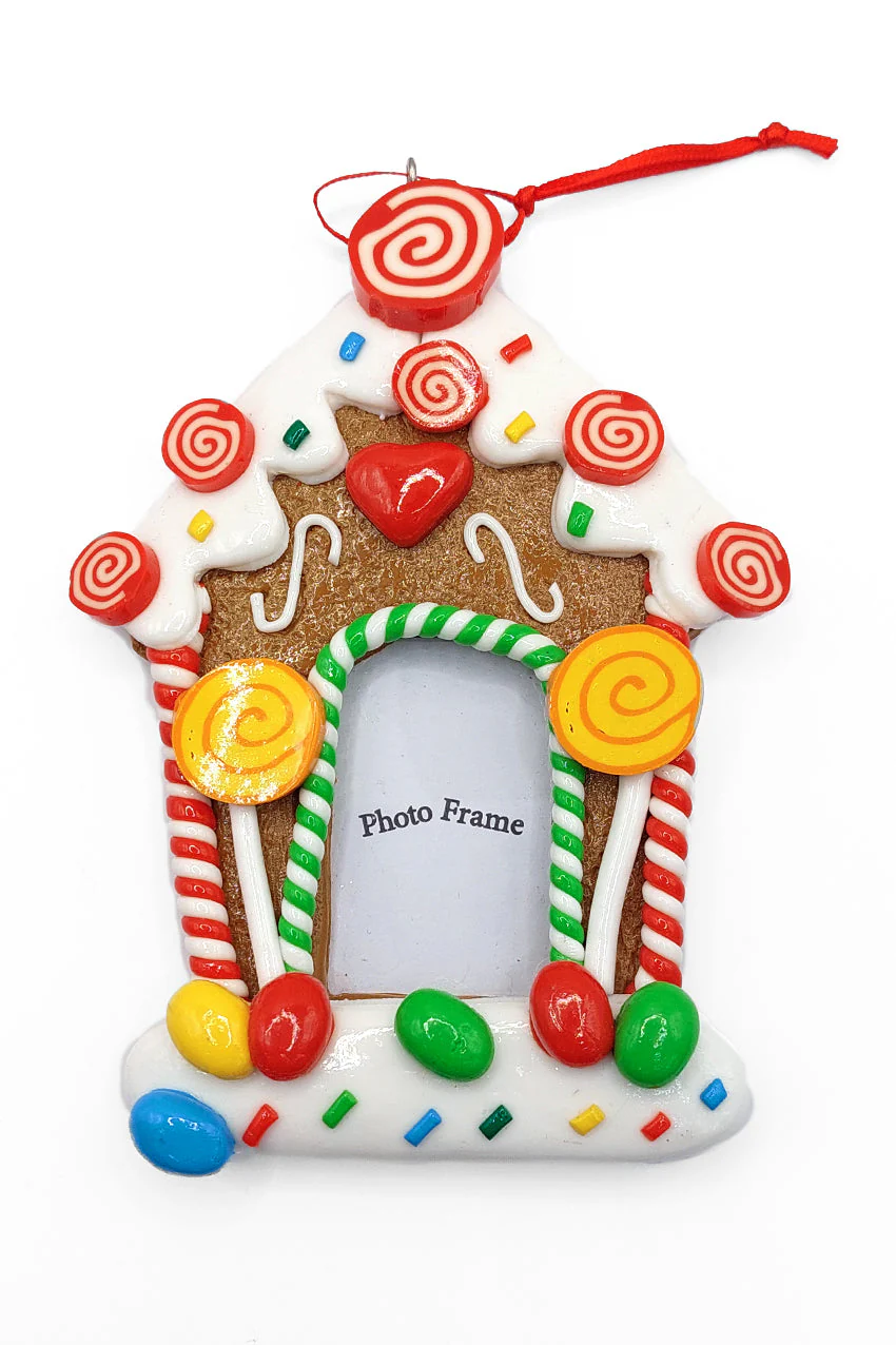 Christmas Ornament - Glossy Gingerbread Gingerbread House Frame. Wizardi Festive Decoration F07-N2-8-SEE200A - Image 2