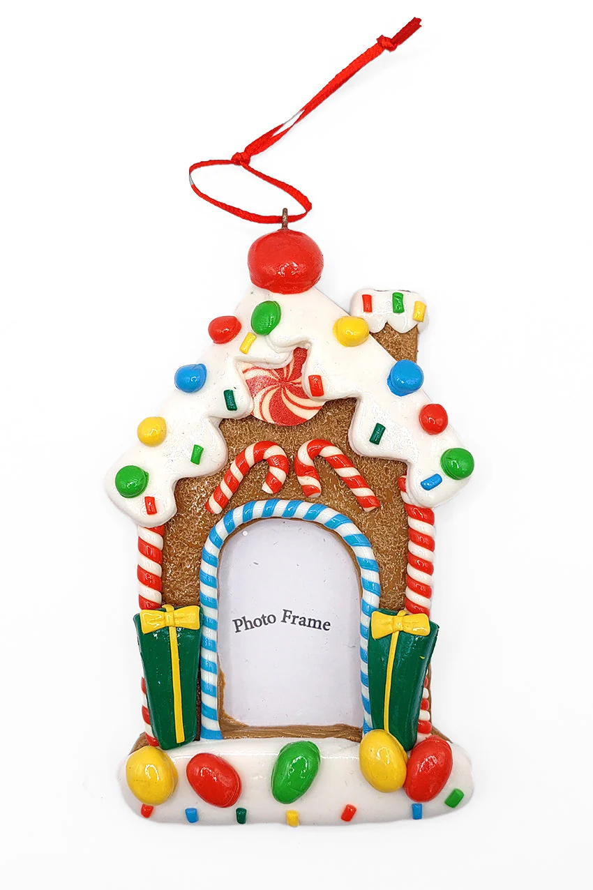 Christmas Ornament - Glossy Gingerbread Gingerbread House Frame. Wizardi Festive Decoration F07-N2-8-SEE200B - Image 2