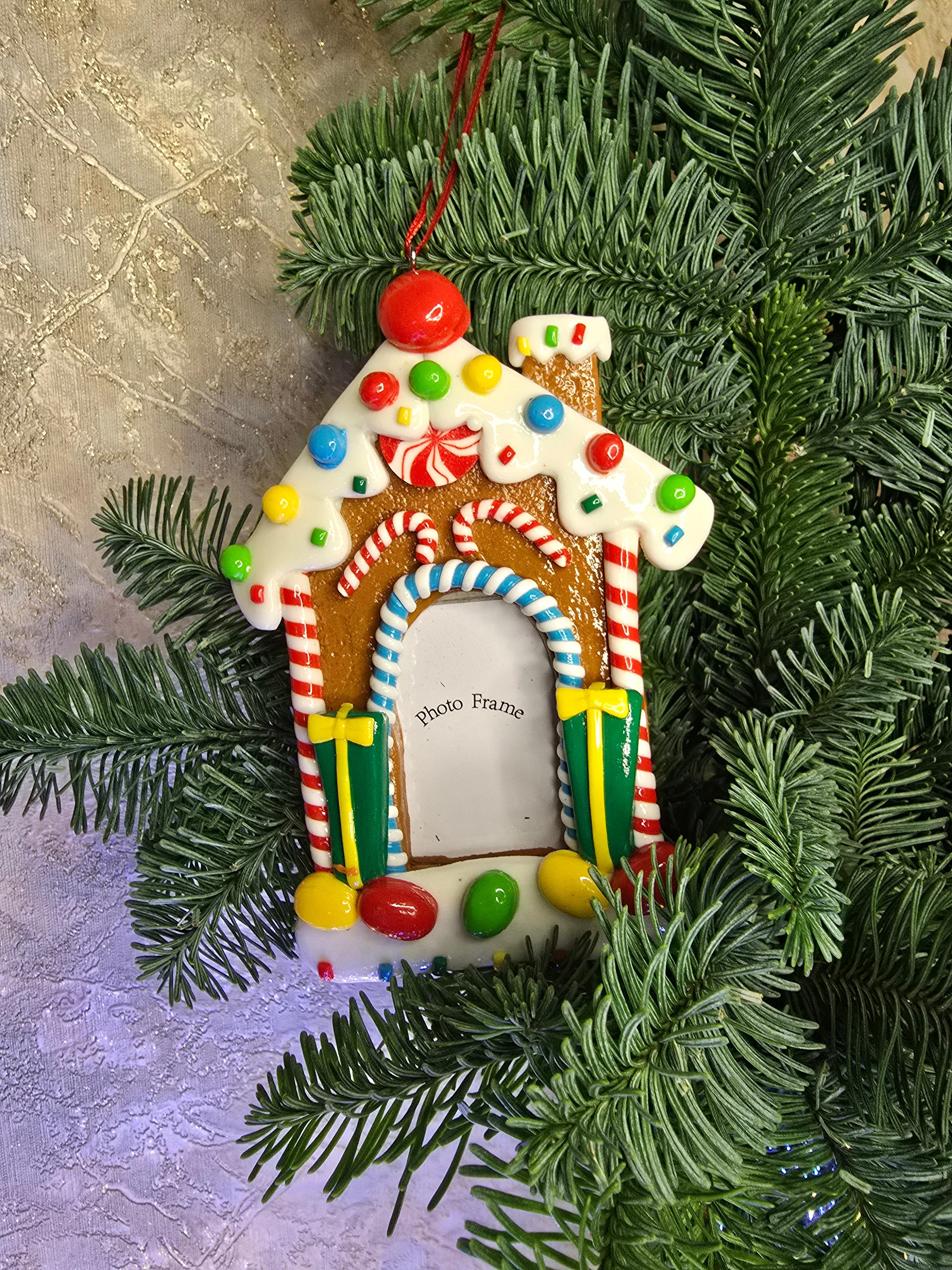 Christmas Ornament - Glossy Gingerbread Gingerbread House Frame. Wizardi Festive Decoration F07-N2-8-SEE200B - Image 3
