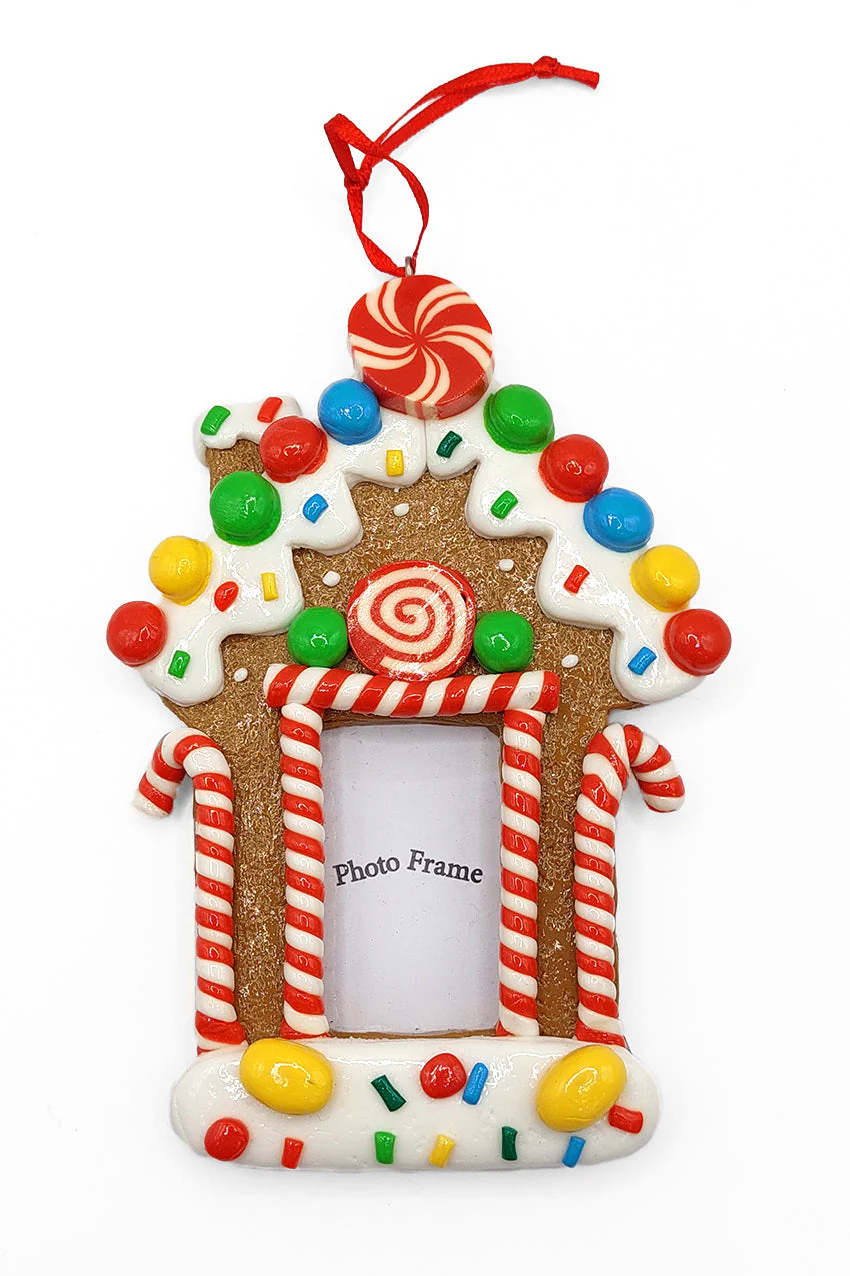 Christmas Ornament - Glossy Gingerbread Gingerbread House Frame. Wizardi Festive Decoration F07-N2-8-SEE200C - Image 2