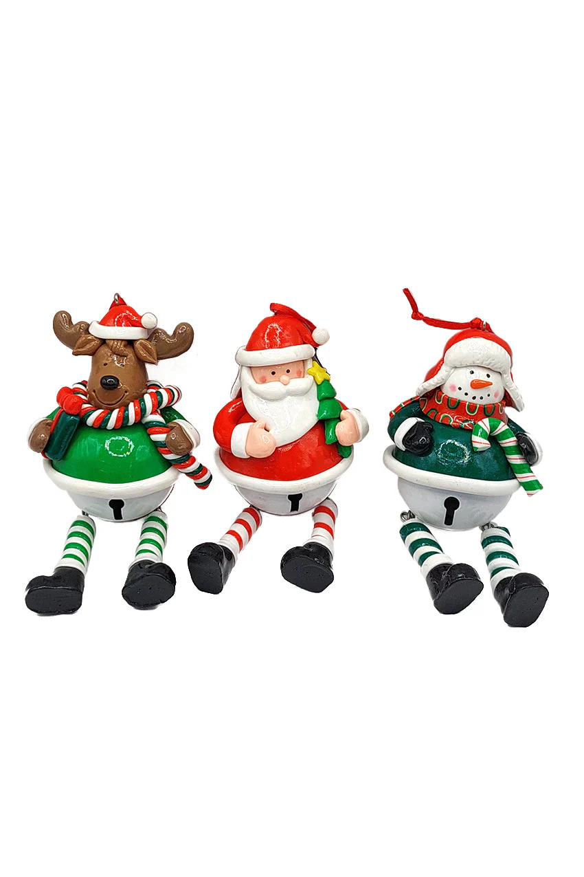 Christmas Ornament - Glossy Gingerbread Snowman with Dangling Legs and Bell. Wizardi Festive Decoration F07-N2-15-SBB004B - Image 3