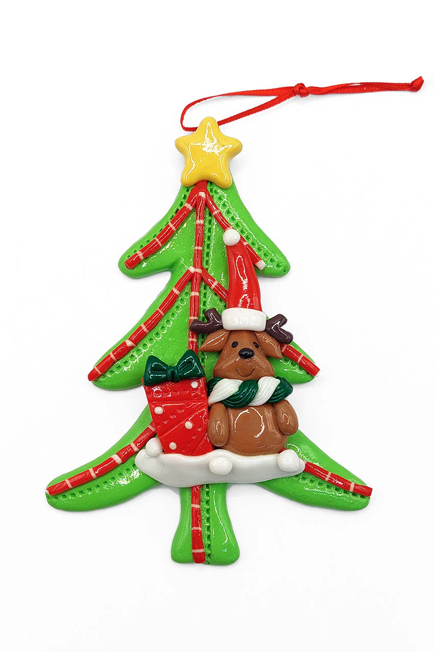 Christmas Ornament - Glossy Gingerbread Tree with Reindeer. Wizardi Festive Decoration F07-N2-12-AA453A - Image 2