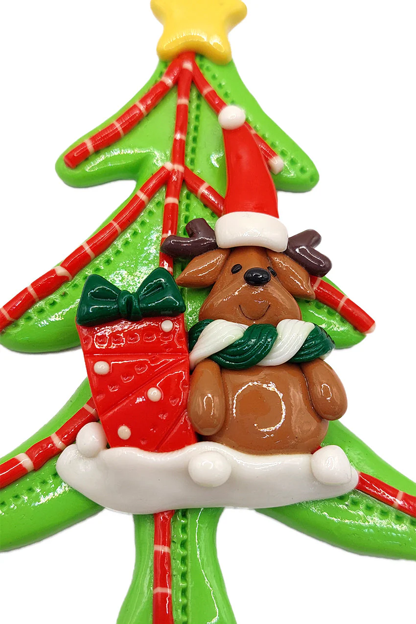 Christmas Ornament - Glossy Gingerbread Tree with Reindeer. Wizardi Festive Decoration F07-N2-12-AA453A - Image 3