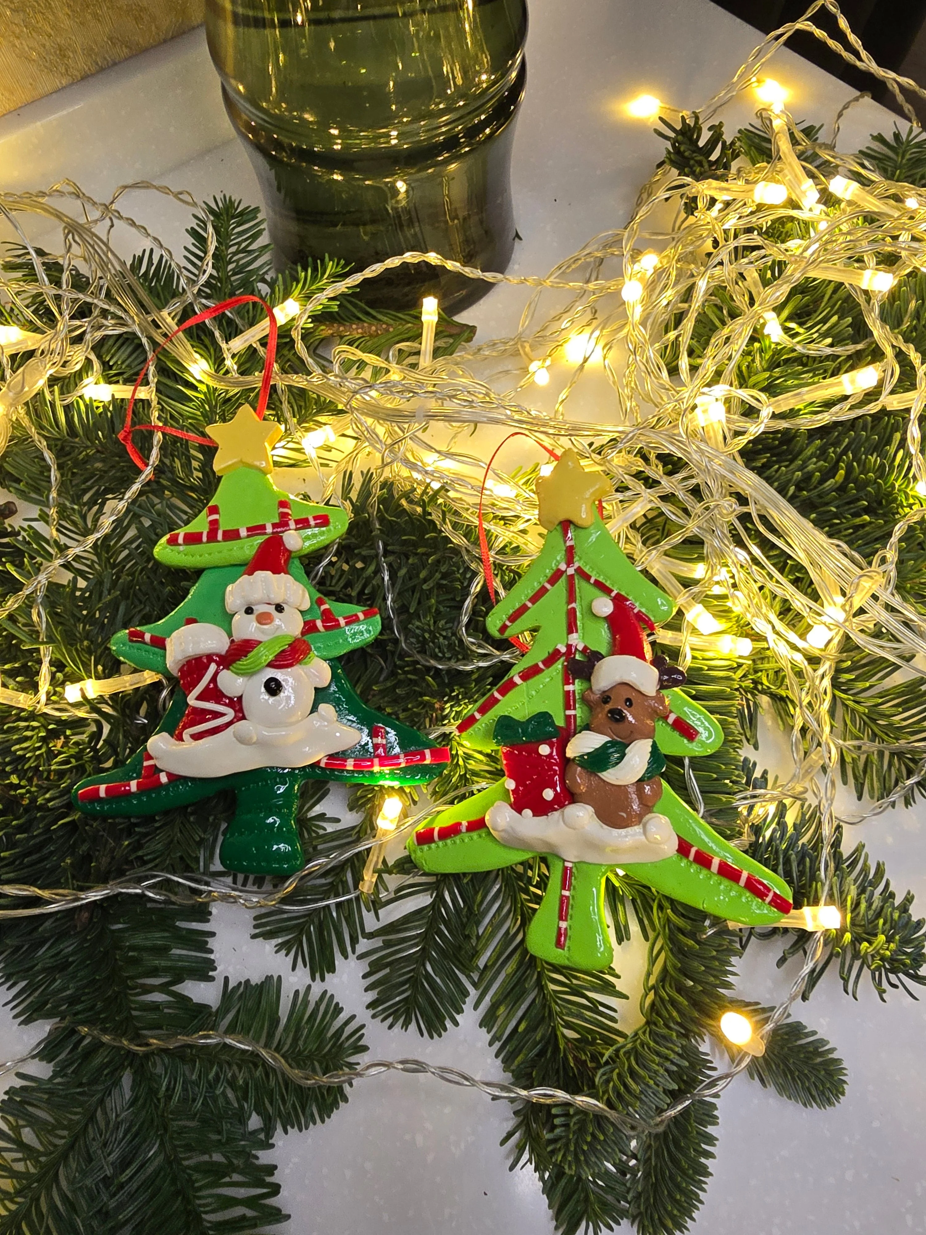 Christmas Ornament - Glossy Gingerbread Tree with Reindeer. Wizardi Festive Decoration F07-N2-12-AA453A - Image 4