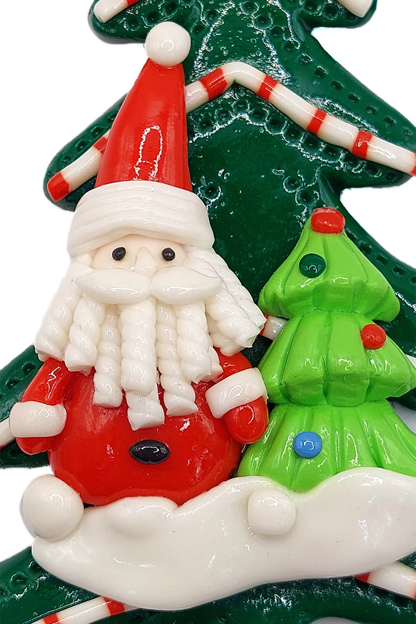 Christmas Ornament - Glossy Gingerbread Tree with Santa. Wizardi Festive Decoration F07-N2-12-AA453B - Image 3