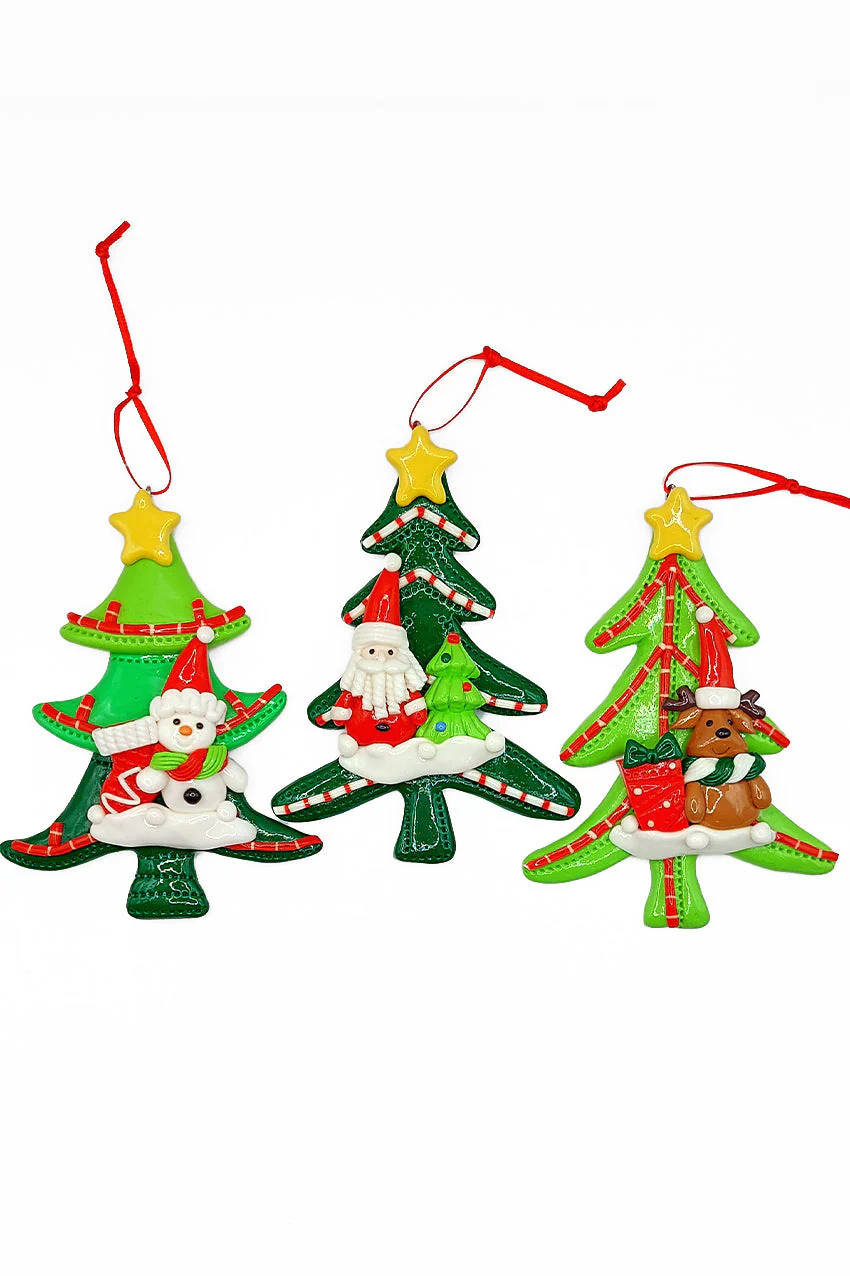 Christmas Ornament - Glossy Gingerbread Tree with Santa. Wizardi Festive Decoration F07-N2-12-AA453B - Image 4