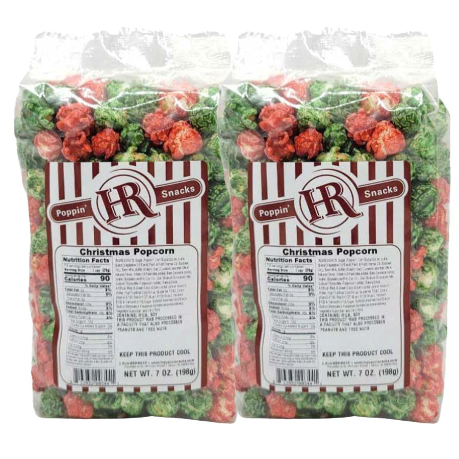 Christmas Popcorn | 7 oz | Pack of 2 | HR Poppin' Snacks