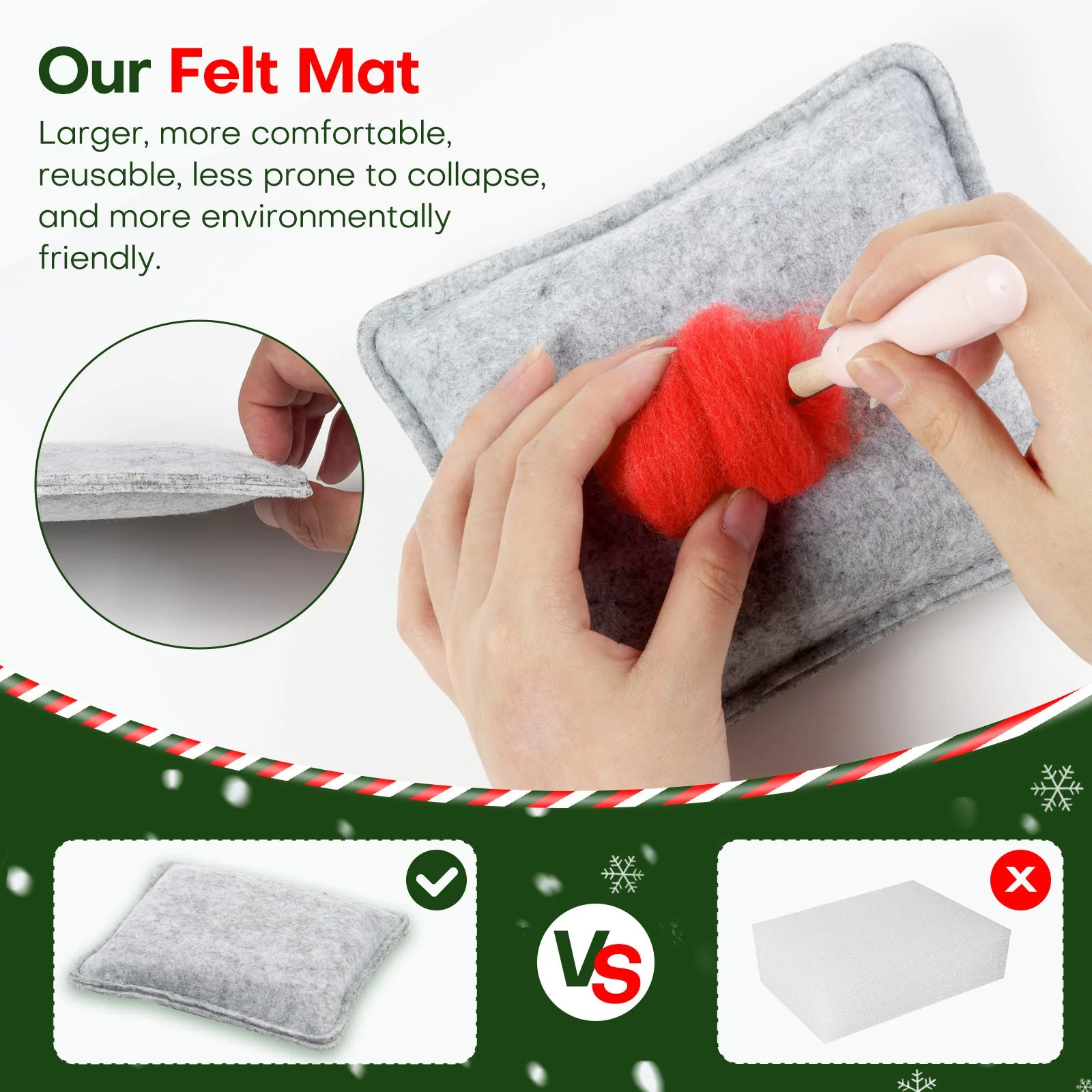 Christmas Shiba Inu and Piggy Needle Felting Kit. Wizardi DIY Wool Craft Kit F07N8-Z-12 - Image 5