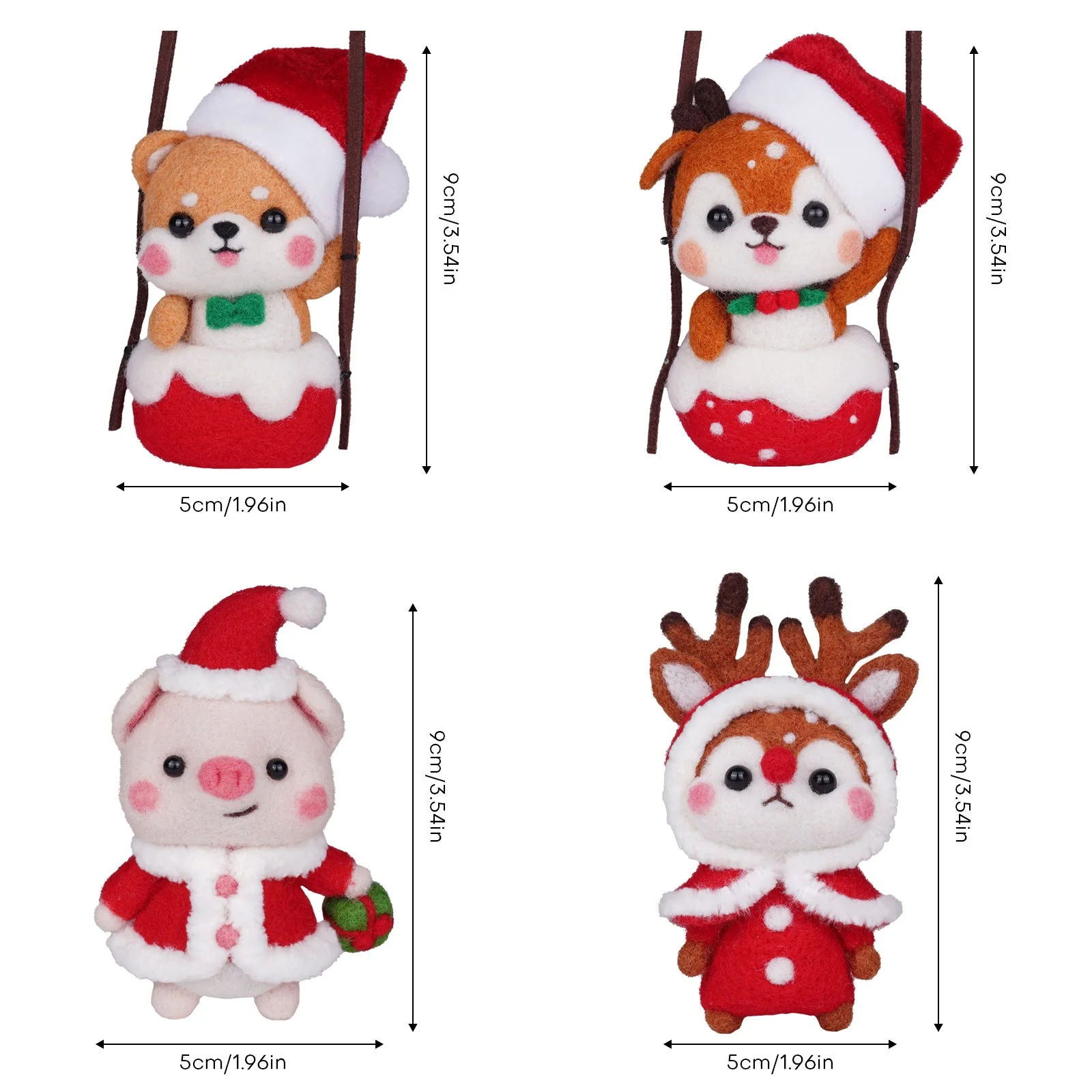 Christmas Shiba Inu and Piggy Needle Felting Kit. Wizardi DIY Wool Craft Kit F07N8-Z-12 - Image 9