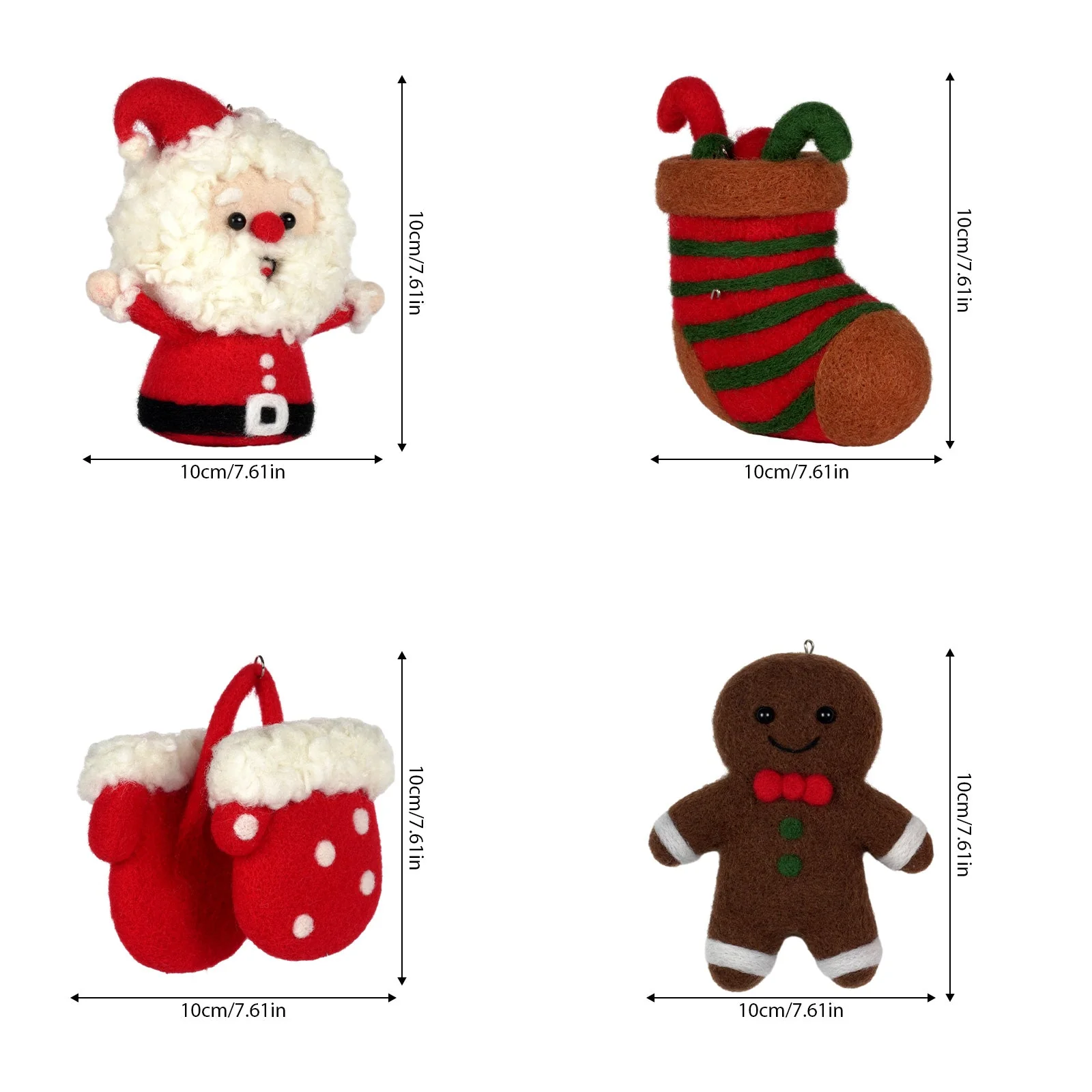 Christmas Tree, Stocking, Gingerbread man and Santa Needle Felting Kit. Wizardi DIY Wool Craft Kit F07N8-Z-10 - Image 7