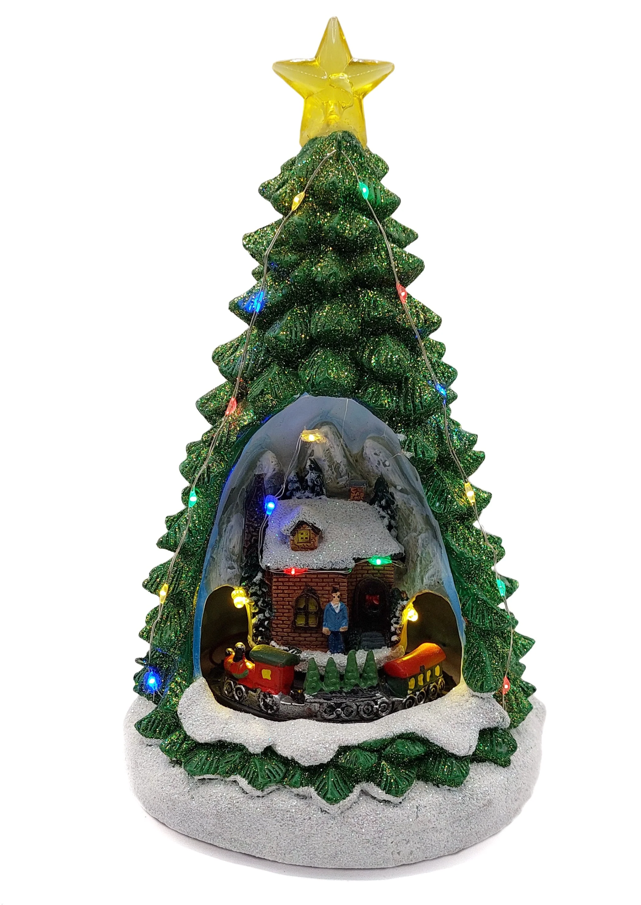 Christmas Tree with Winter Cottage and Train. Christmas Village Wizardi F07-N1-14-2309 - Image 2