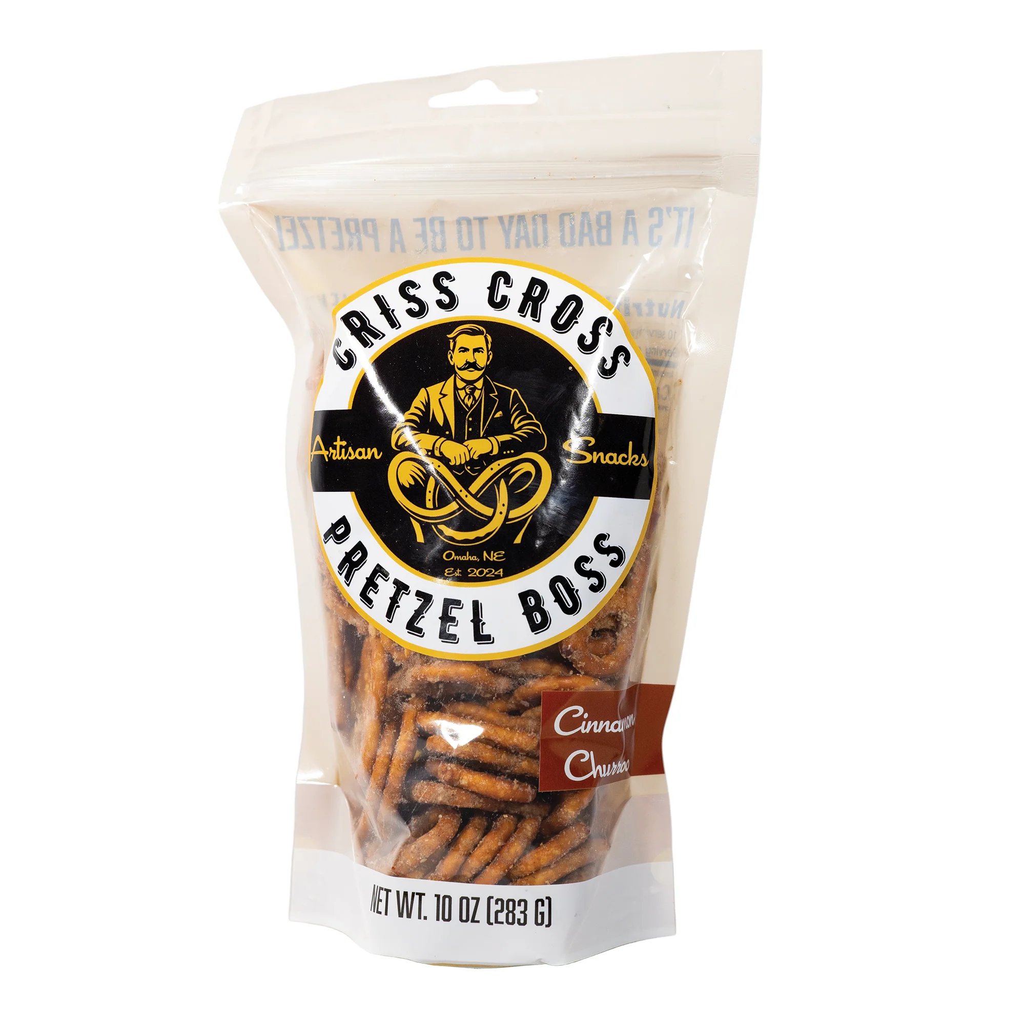 Cinnamon Churro Flavored Pretzels | Pack of 2 | 10 oz | Criss Cross Pretzel Boss - Image 2
