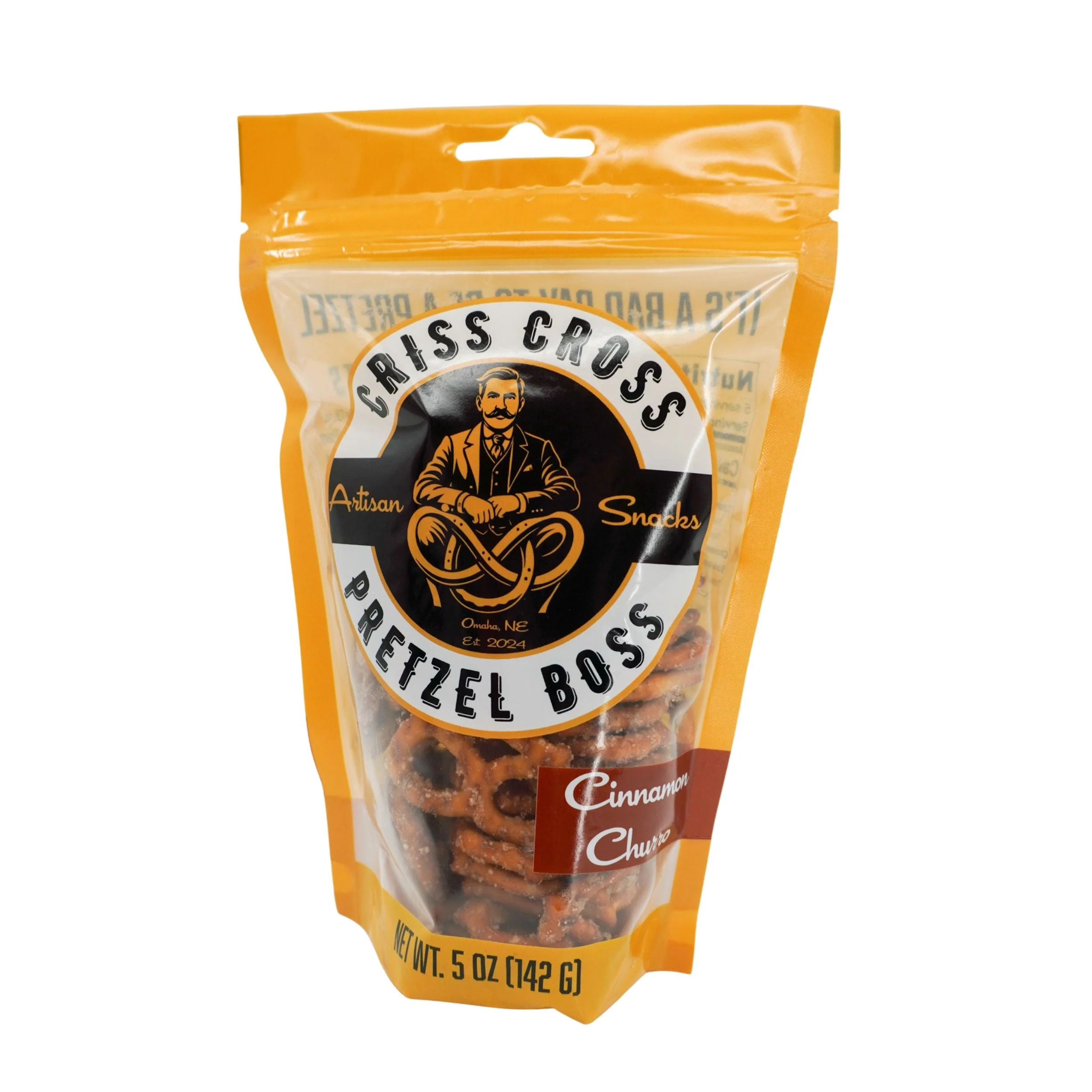 Cinnamon Churro Flavored Pretzels | Pack of 3 | 5 oz | Criss Cross Pretzel Boss - Image 2