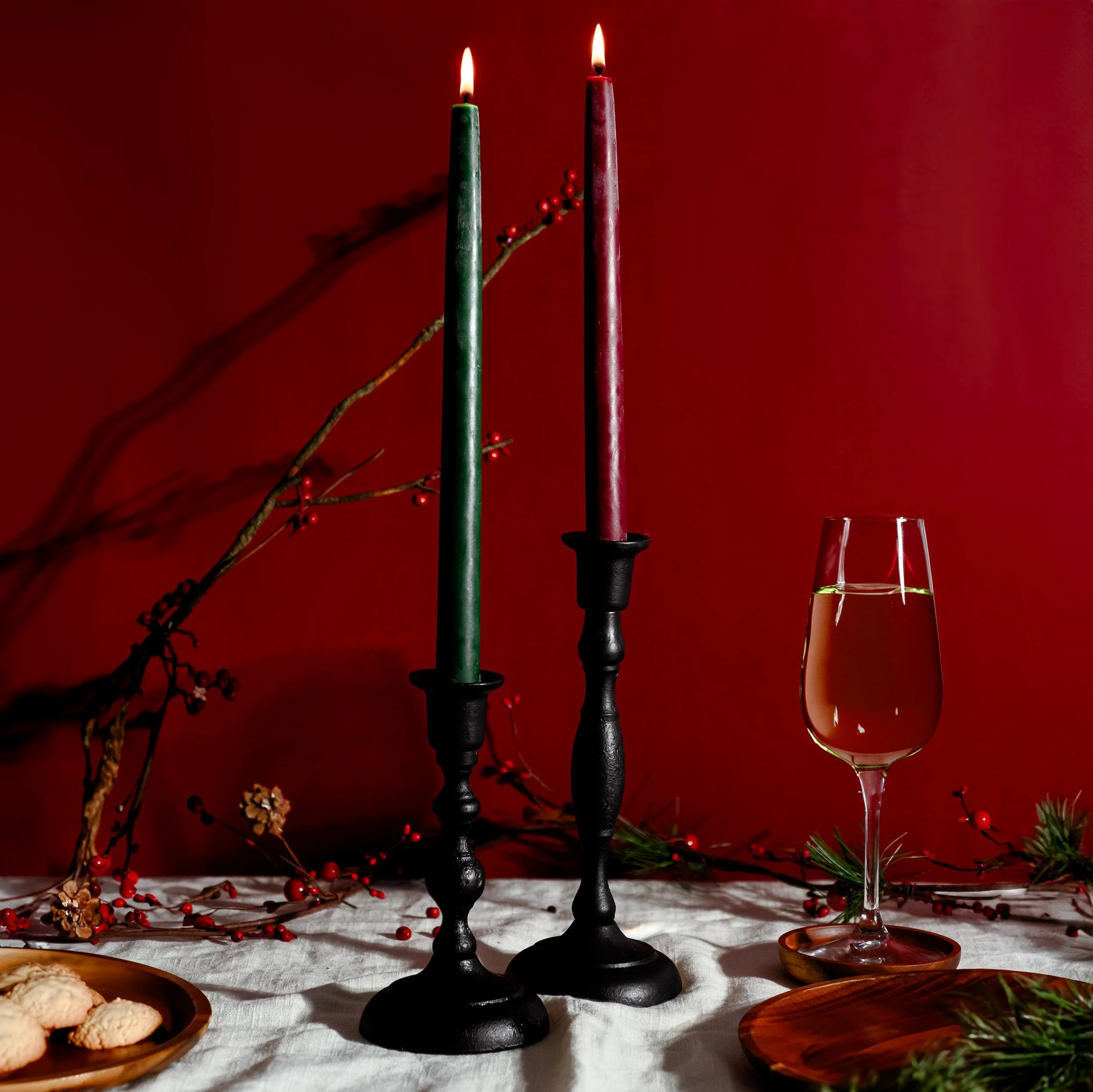 Classic Christmas Beeswax Taper Candle Bundle - Red & Moss Green - Image 4