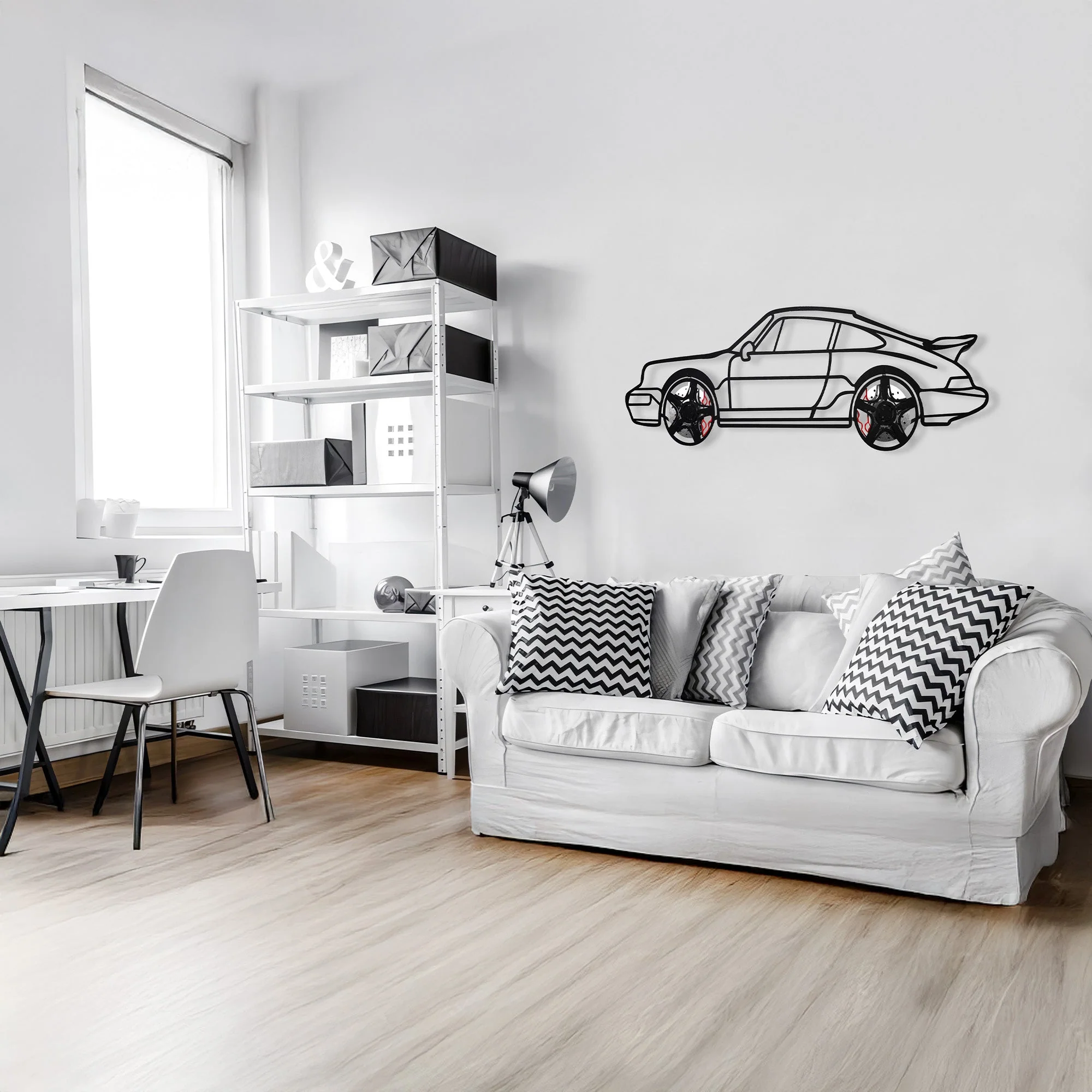 Classic Porsche 911 Wall Art – Retro Steel Silhouette with Spinning Wheels-KAFMEKA038 - Image 15