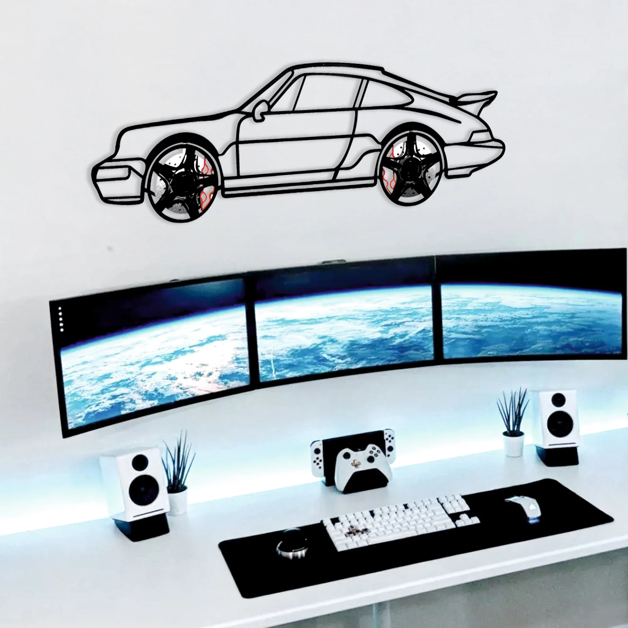 Classic Porsche 911 Wall Art – Retro Steel Silhouette with Spinning Wheels-KAFMEKA038 - Image 18