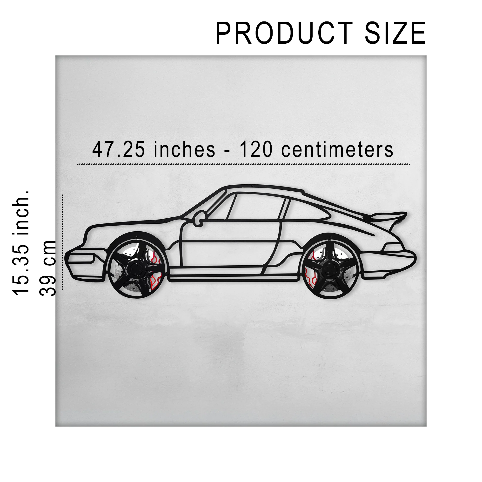 Classic Porsche 911 Wall Art – Retro Steel Silhouette with Spinning Wheels-KAFMEKA038 - Image 20