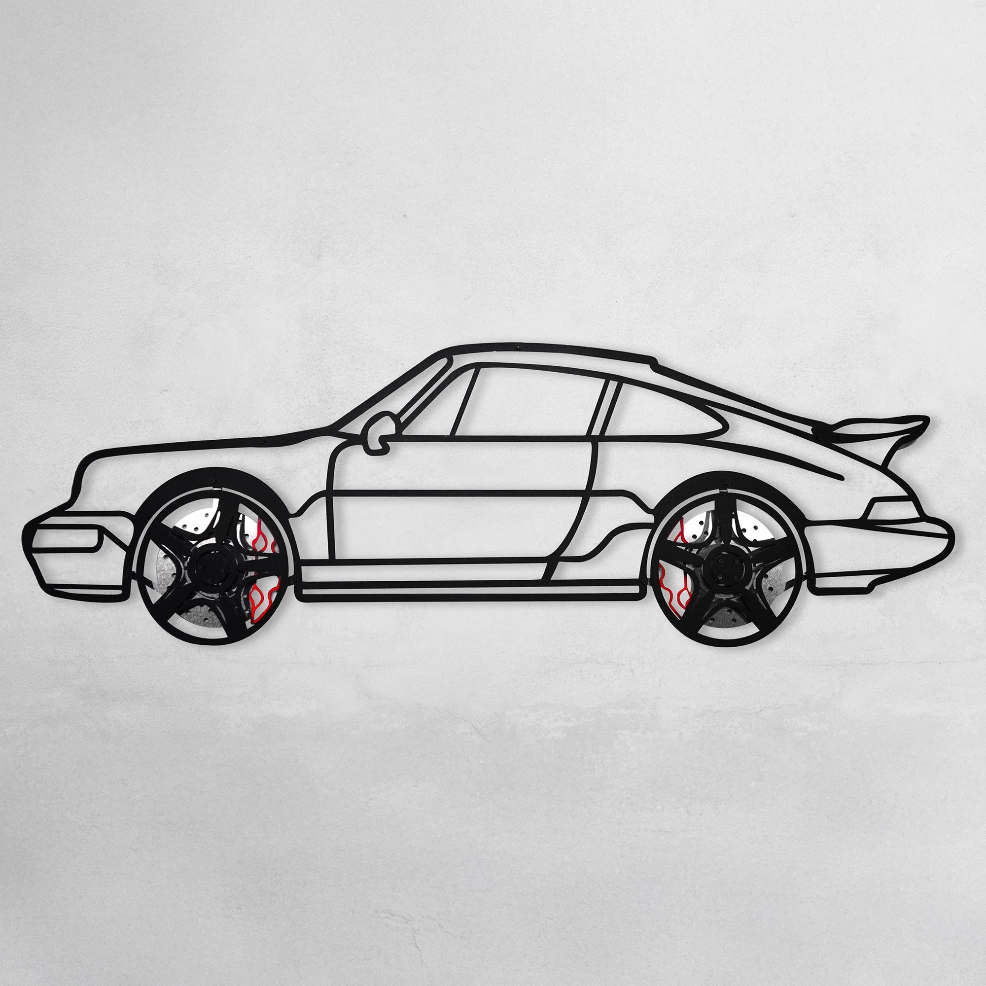Classic Porsche 911 Wall Art – Retro Steel Silhouette with Spinning Wheels-KAFMEKA038 - Image 5