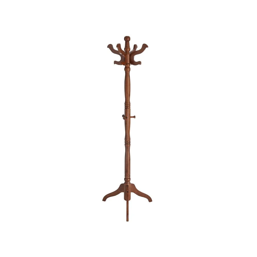 Classic Traditional Solid Wood Coat Rack in Walnut Finish - Image 2
