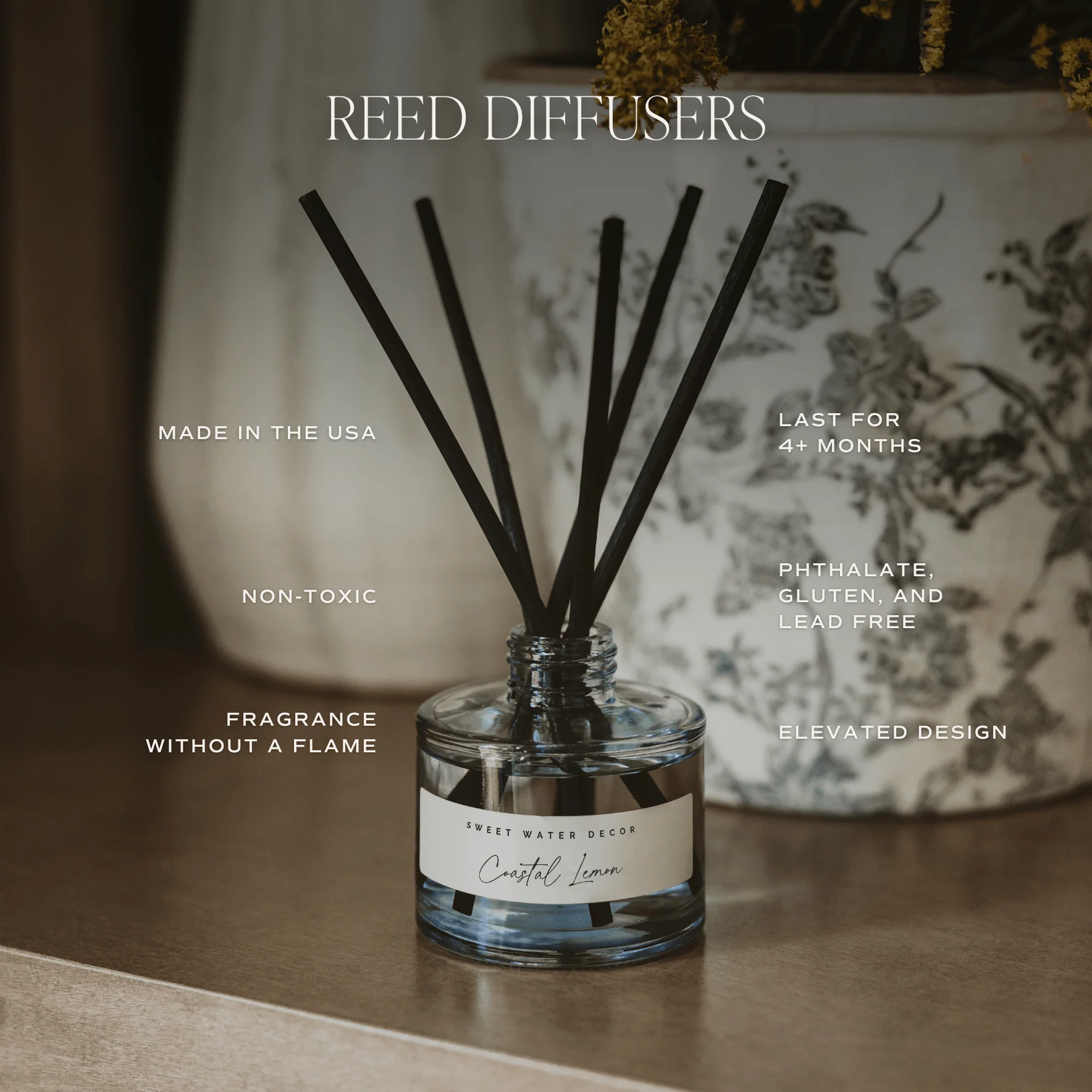 Coastal Lemon Blue Tinted Glass Jar Reed Diffuser - Image 6