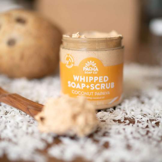 Coconut Papaya Whipped Soap + Scrub | 8 oz | Pacha Soap Company - Image 3