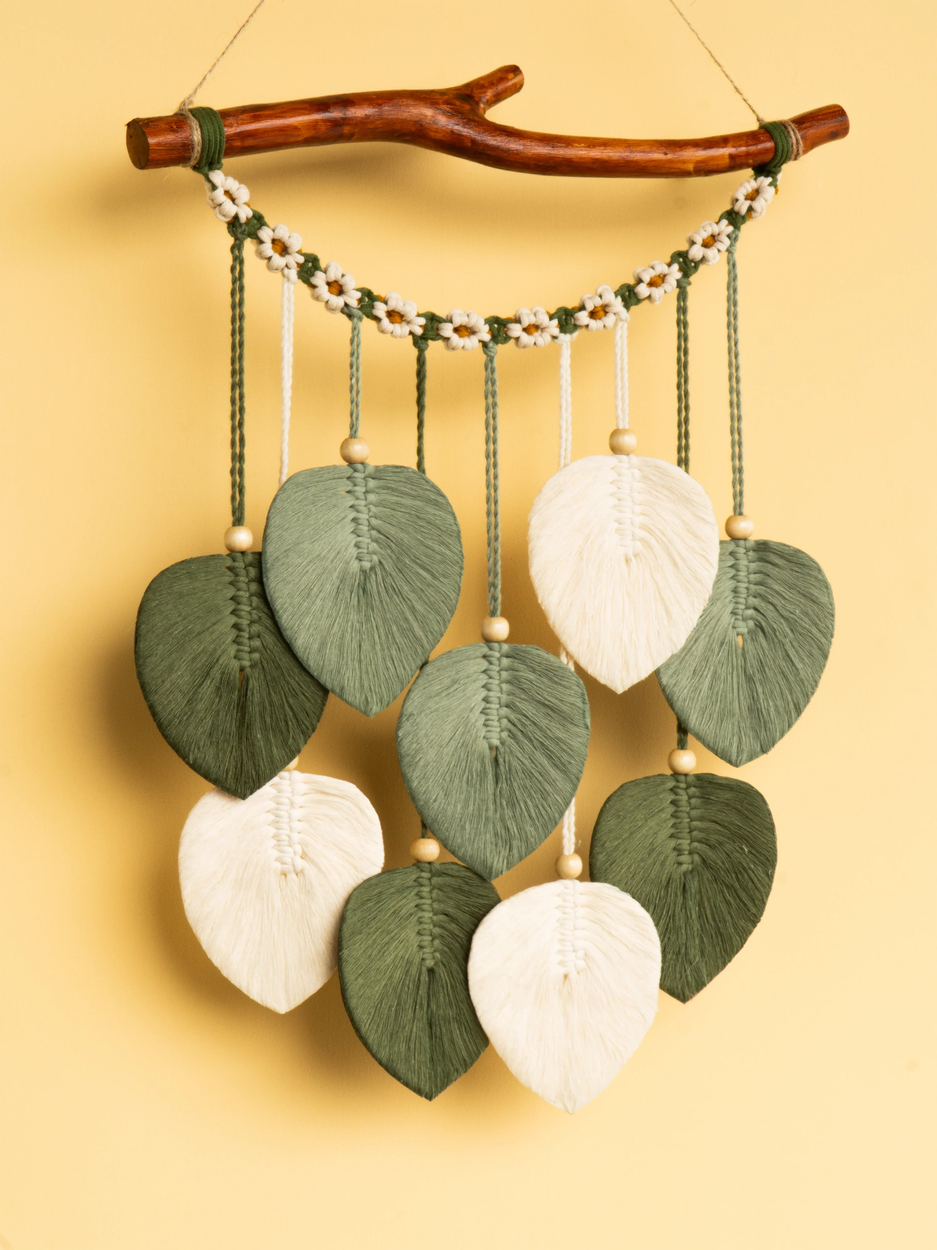 Coda Green Macrame Leaves with Flower Tassel - Image 10