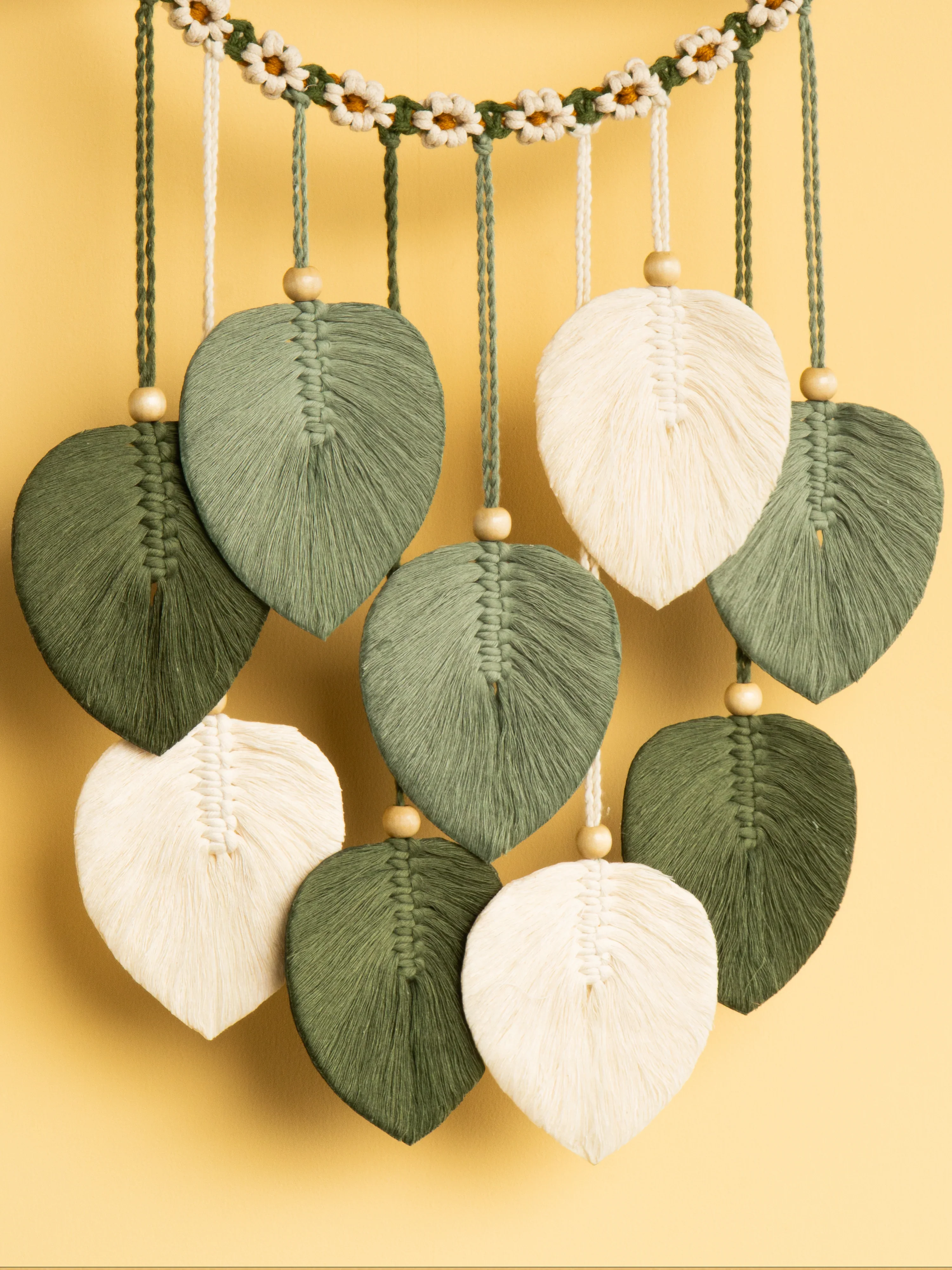 Coda Green Macrame Leaves with Flower Tassel - Image 11