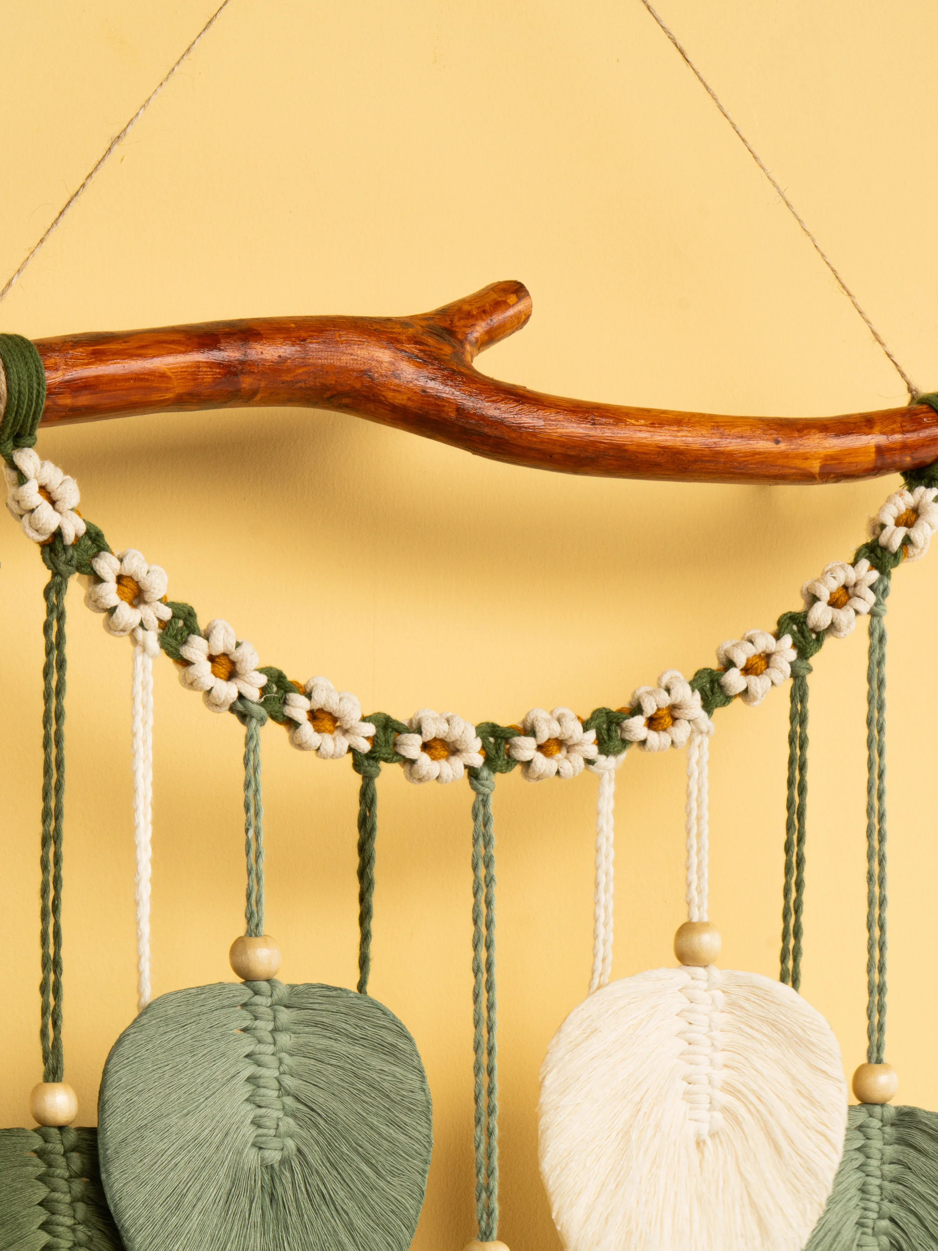 Coda Green Macrame Leaves with Flower Tassel - Image 13