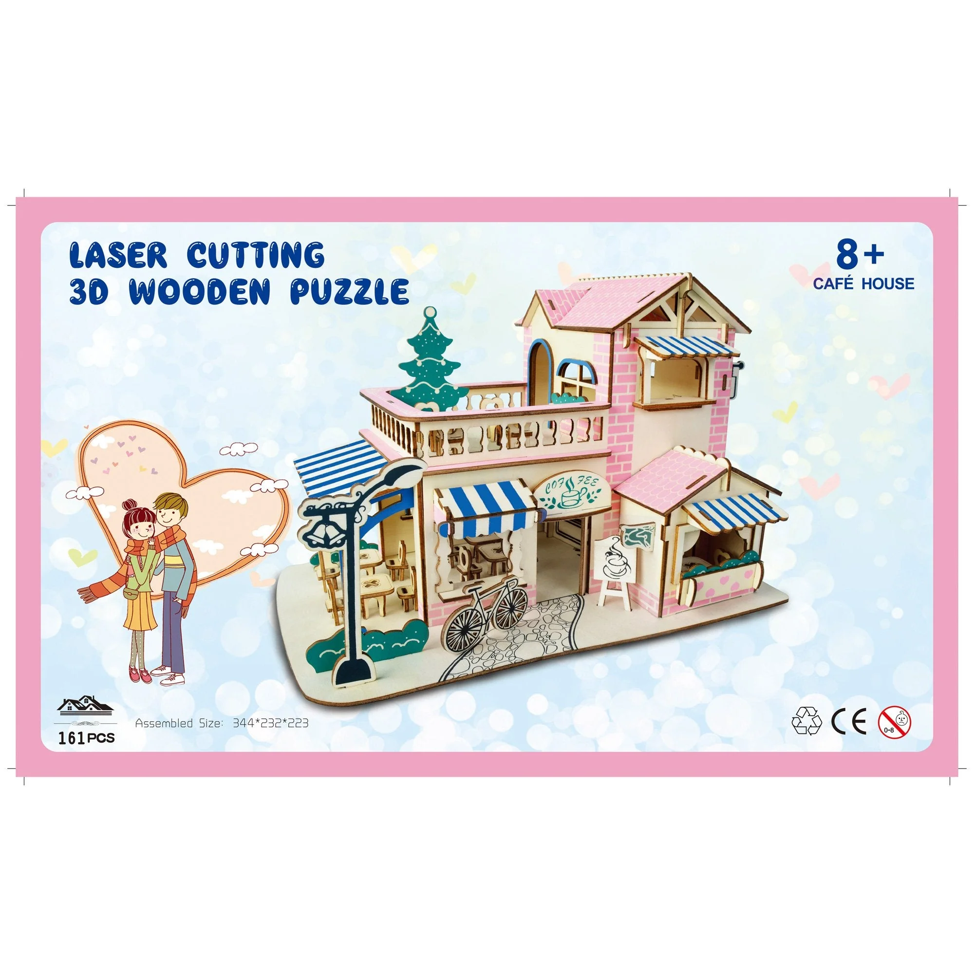 Coffee Shop Building Model Kit - Wooden Laser-Cut 3D Puzzle (161 Pcs) - Image 3
