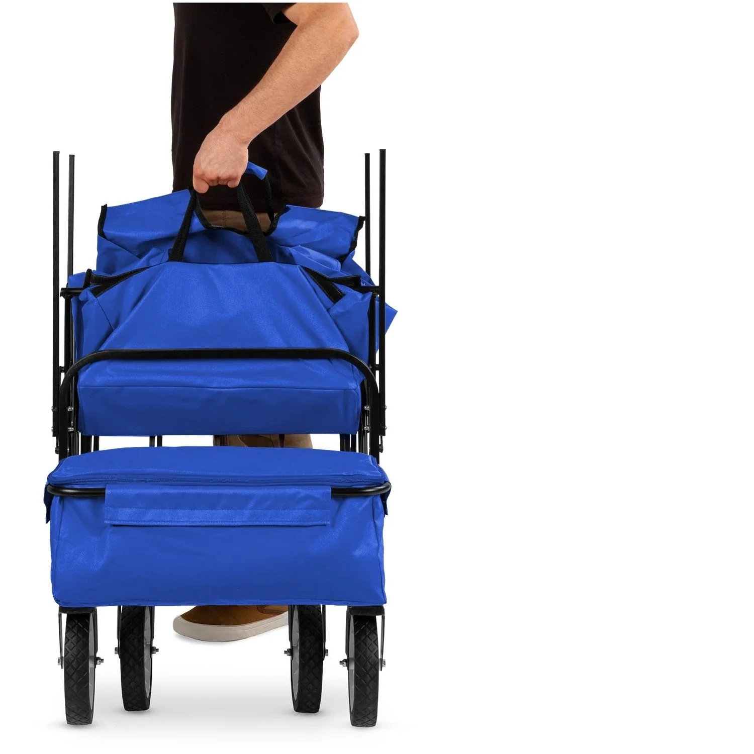 Collapsible Utility Wagon Cart Indoor/Outdoor with Canopy - Blue - Image 5