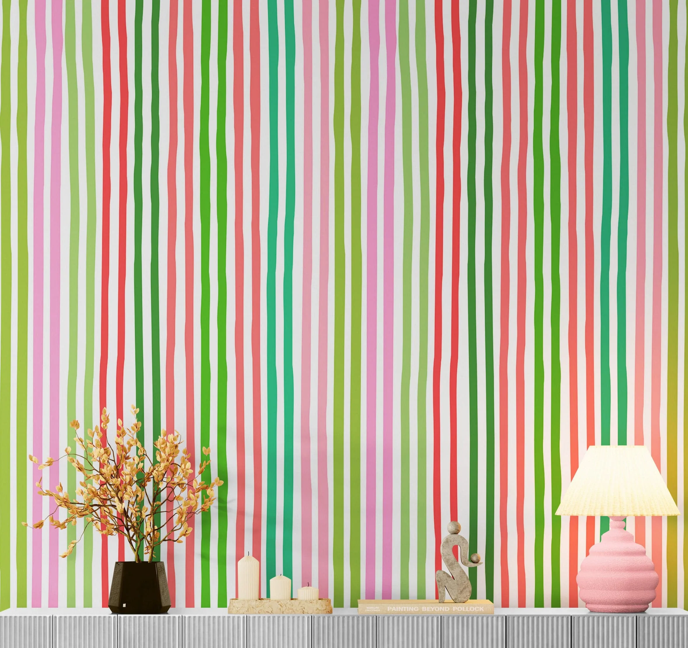 Color Vertical Stripes Pattern Wallpaper Mural. #7034 - Image 2
