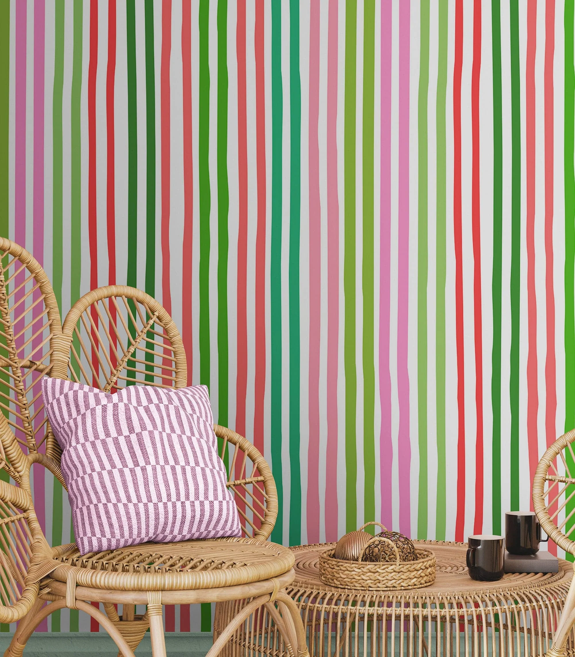Color Vertical Stripes Pattern Wallpaper Mural. #7034 - Image 4