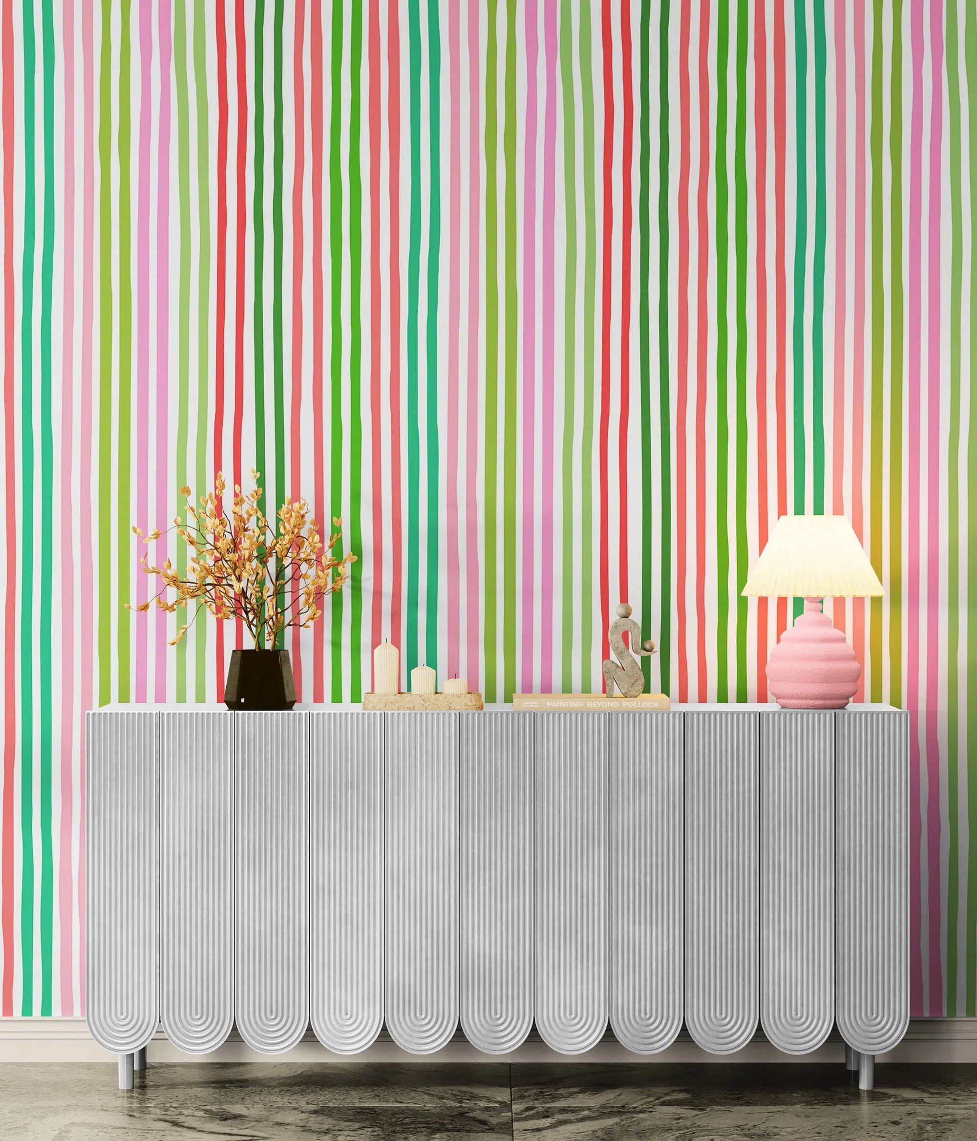 Color Vertical Stripes Pattern Wallpaper Mural. #7034 - Image 7